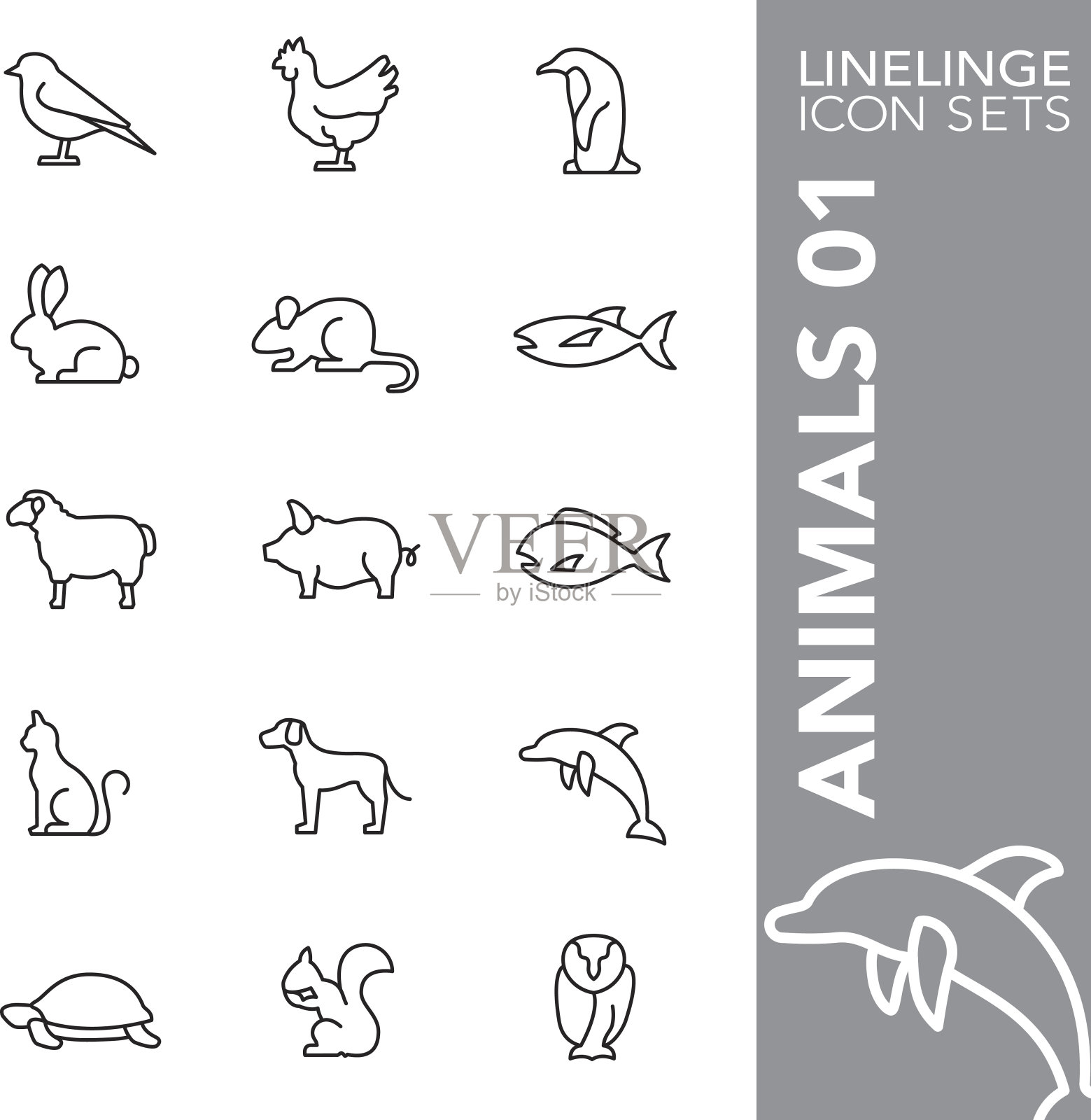 Linelinge Animals 01细线图标集插画图片素材