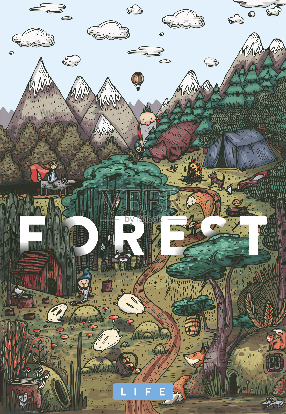 秘密生活在一个童话森林插图插画图片素材