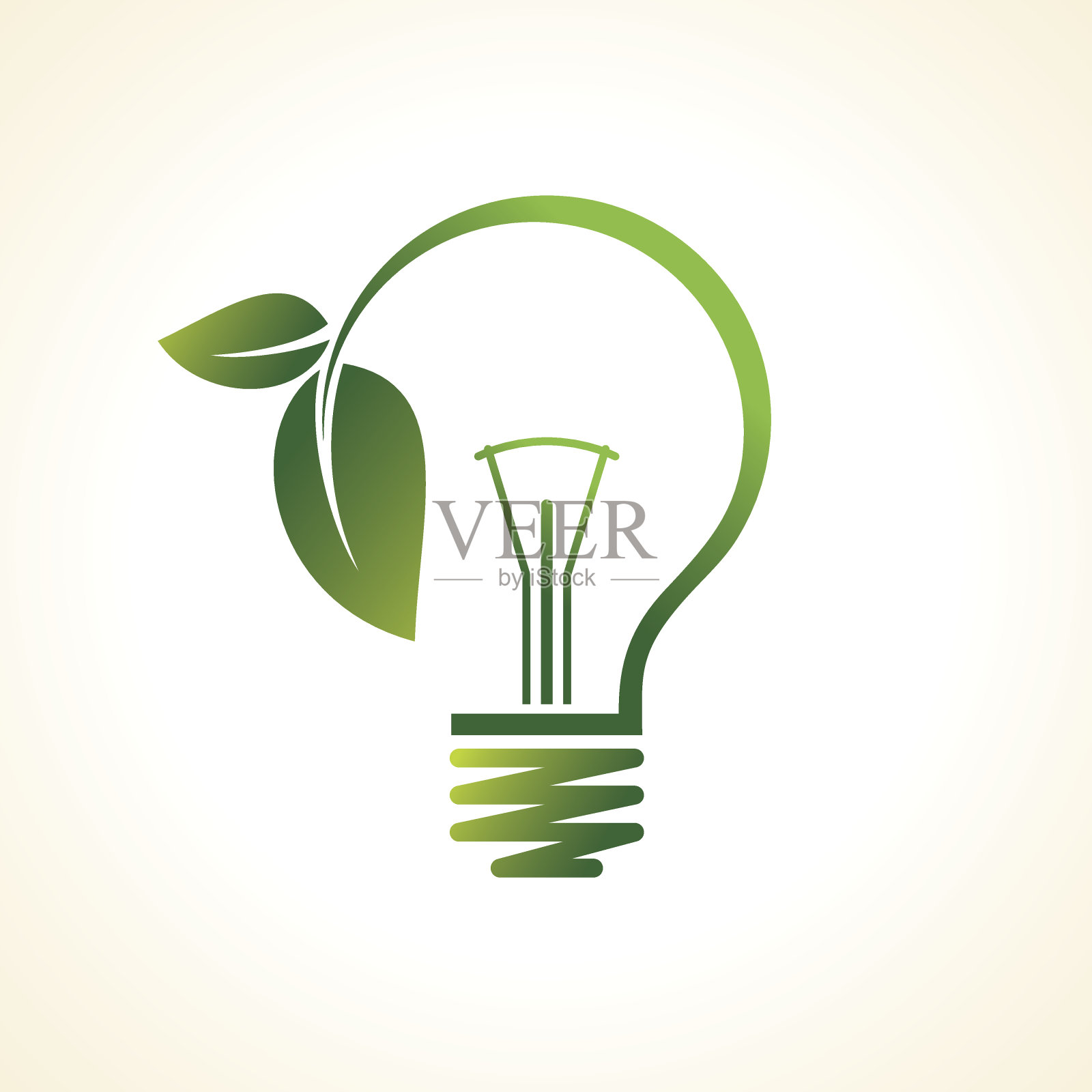 绿色生态能源理念，植物在灯泡内生长插画图片素材