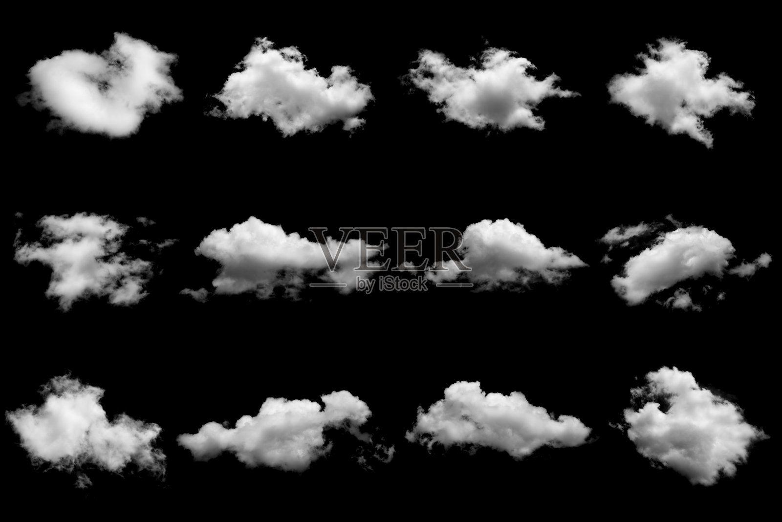 一组孤立的云在黑色照片摄影图片