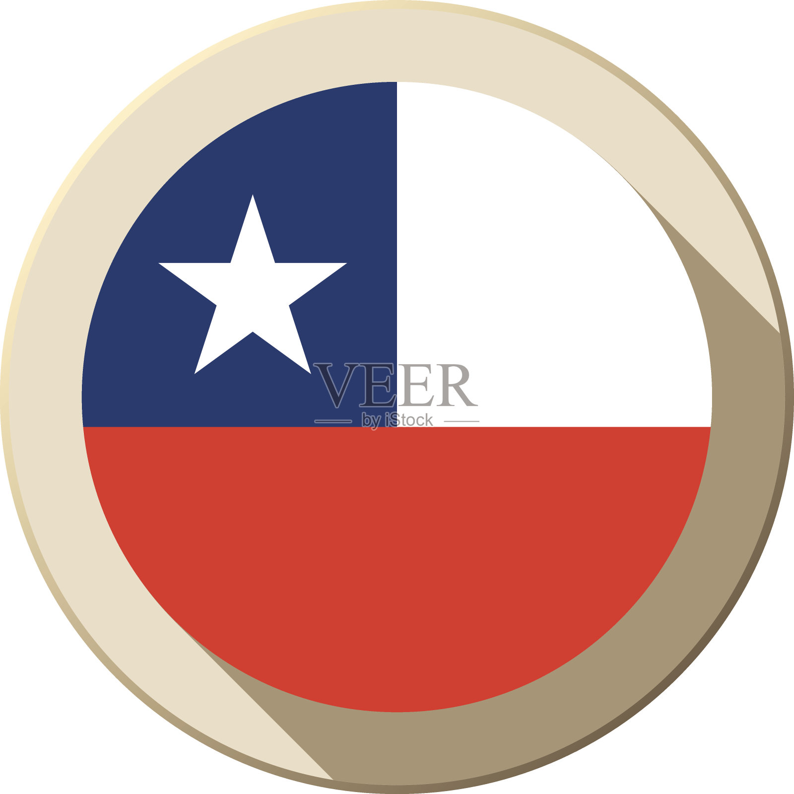 智利国旗按钮图标现代插画图片素材