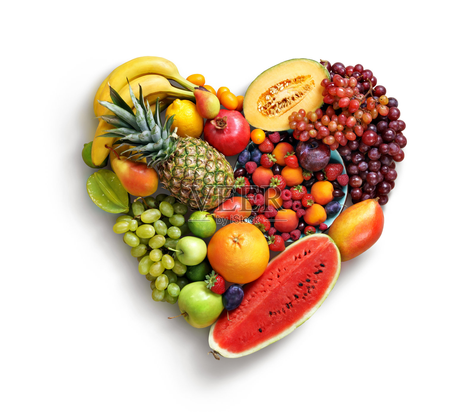 心的象征。水果的饮食概念。照片摄影图片