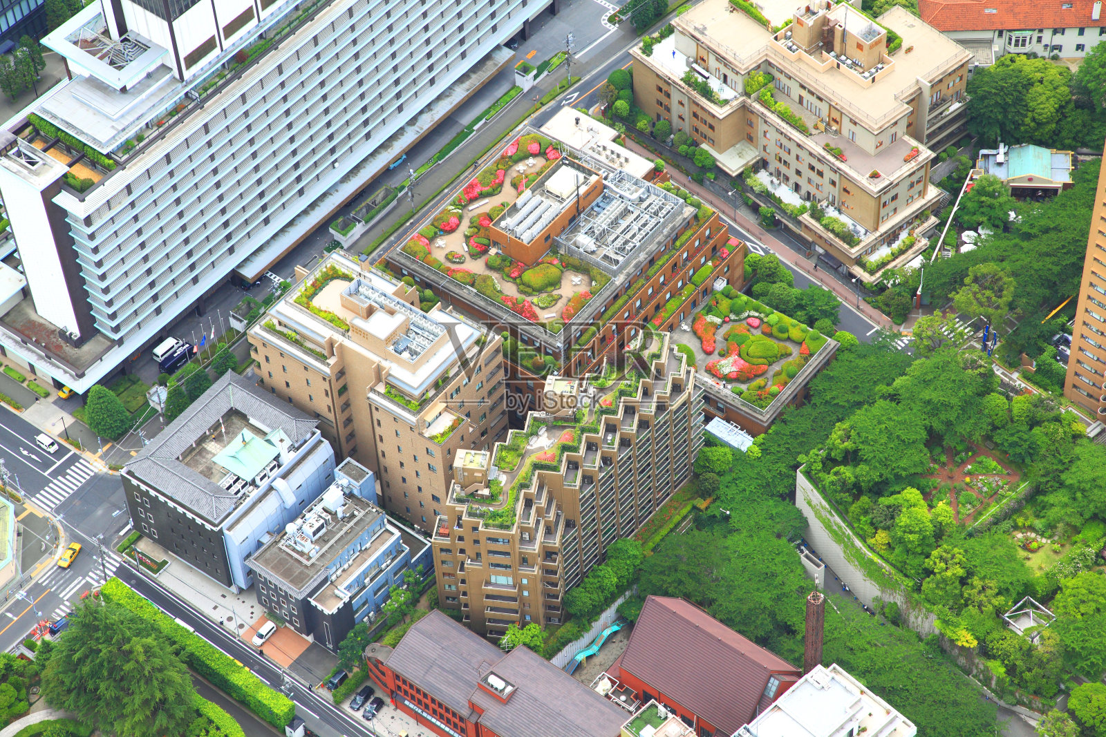 东京高层建筑屋顶花园照片摄影图片