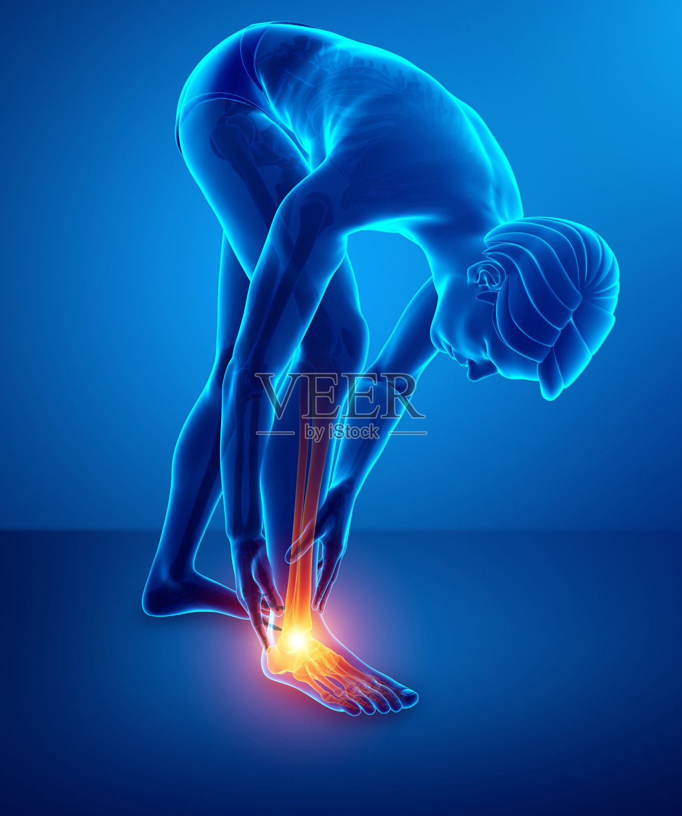 男性脚部脚踝疼痛插画图片素材