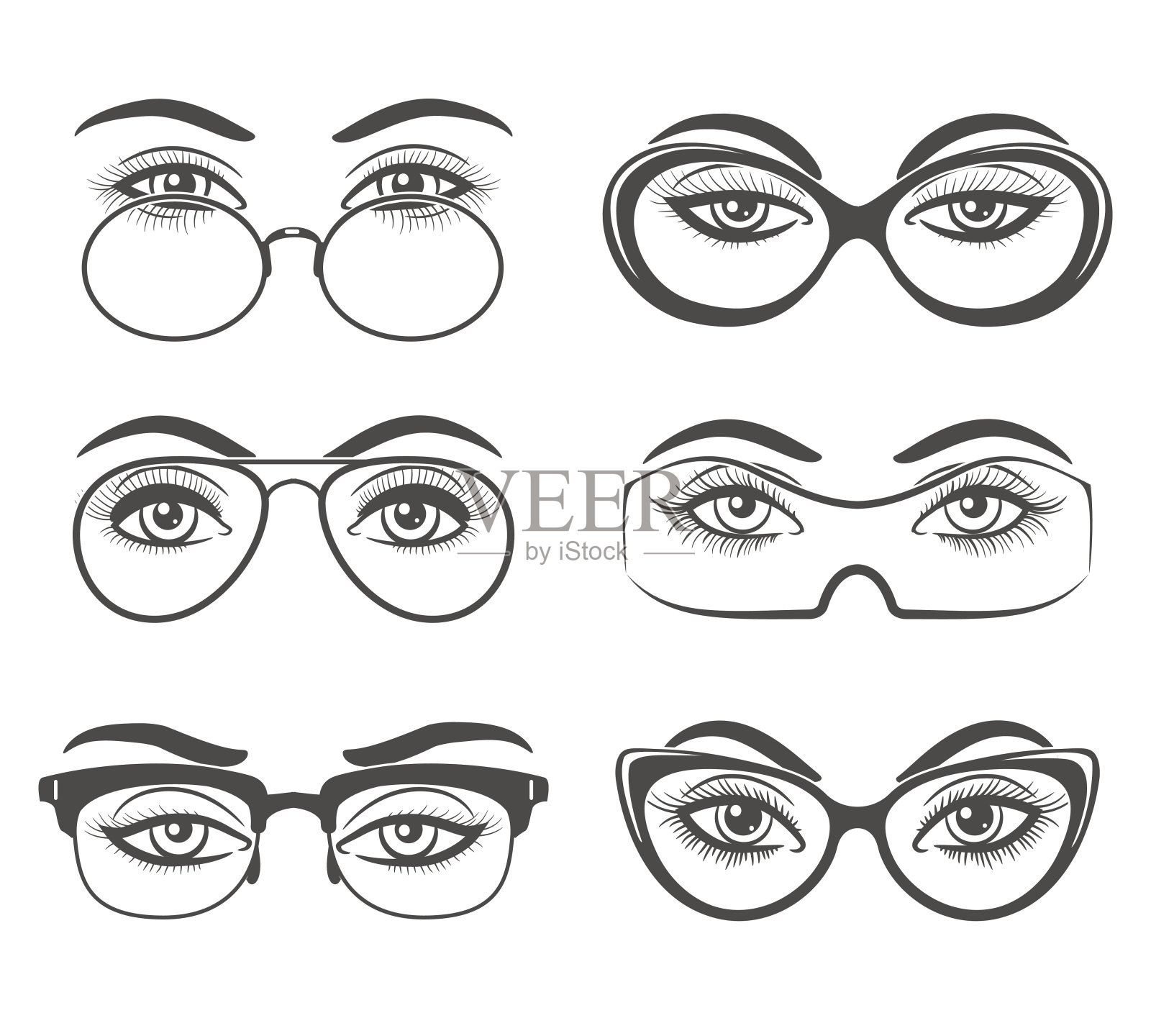 美丽的女性眼睛戴着眼镜设计元素图片