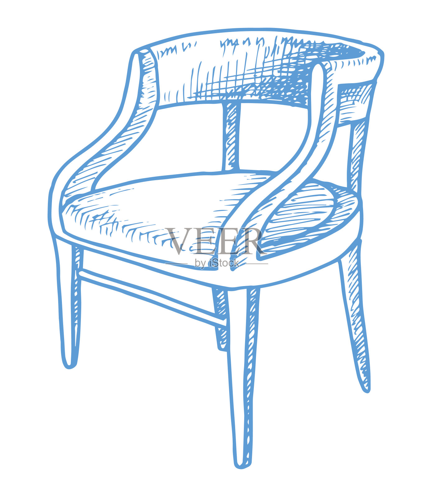 复古风格的椅子素描。矢量插图在一个草图风格。插画图片素材