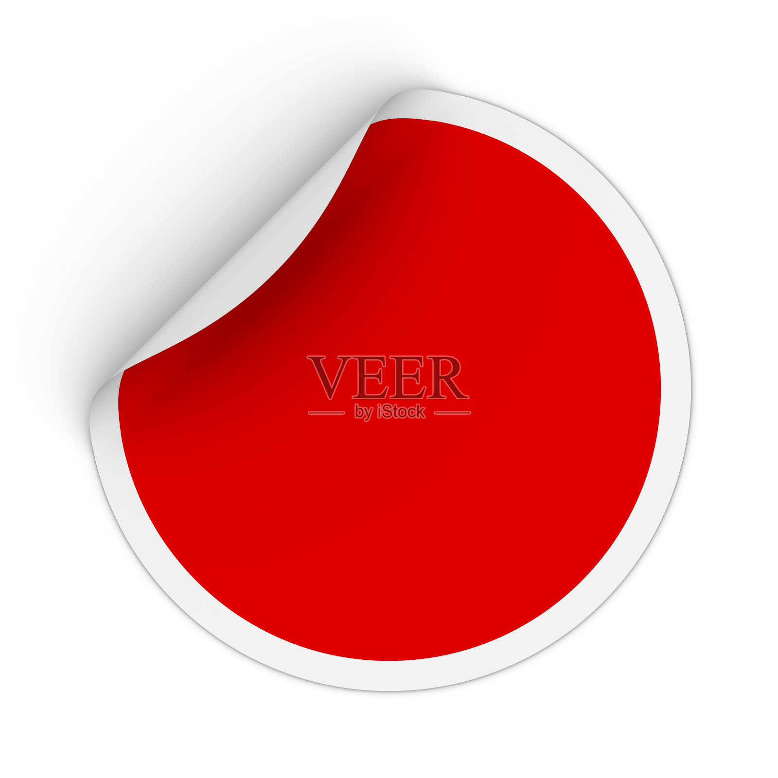 空白红圆贴纸剥落角3D插图设计元素图片