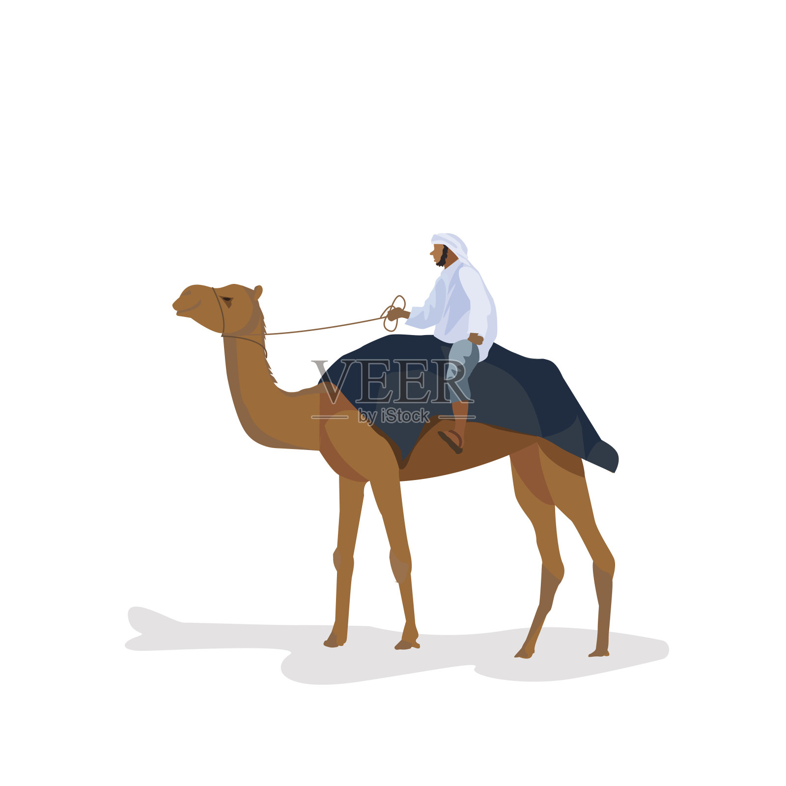 一个人骑着骆驼旅行插画图片素材