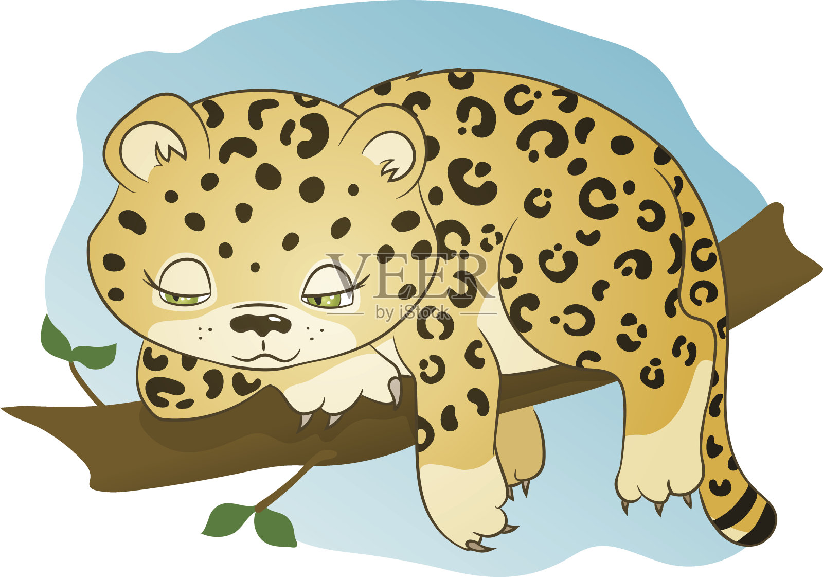 可爱的小豹子在打盹插画图片素材