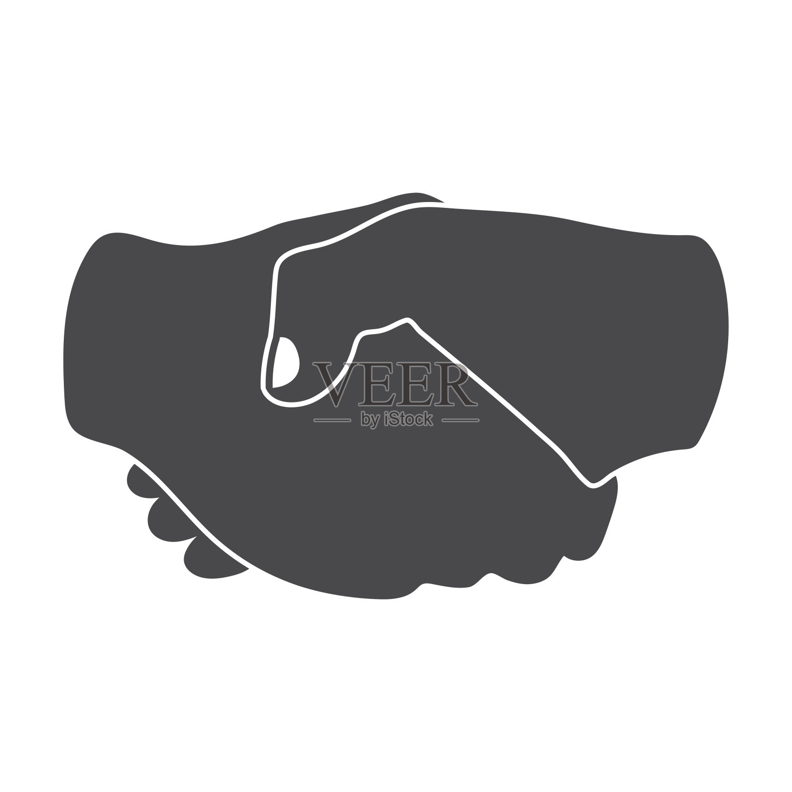 握手图标在黑色风格孤立的白色背景。手势符号股票矢量插图。插画图片素材