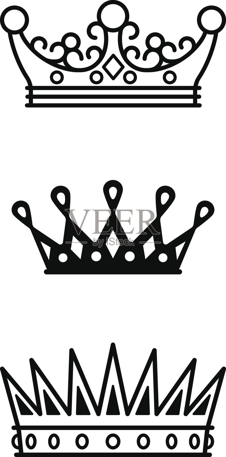 王冠黑色线条图标系列插画图片素材
