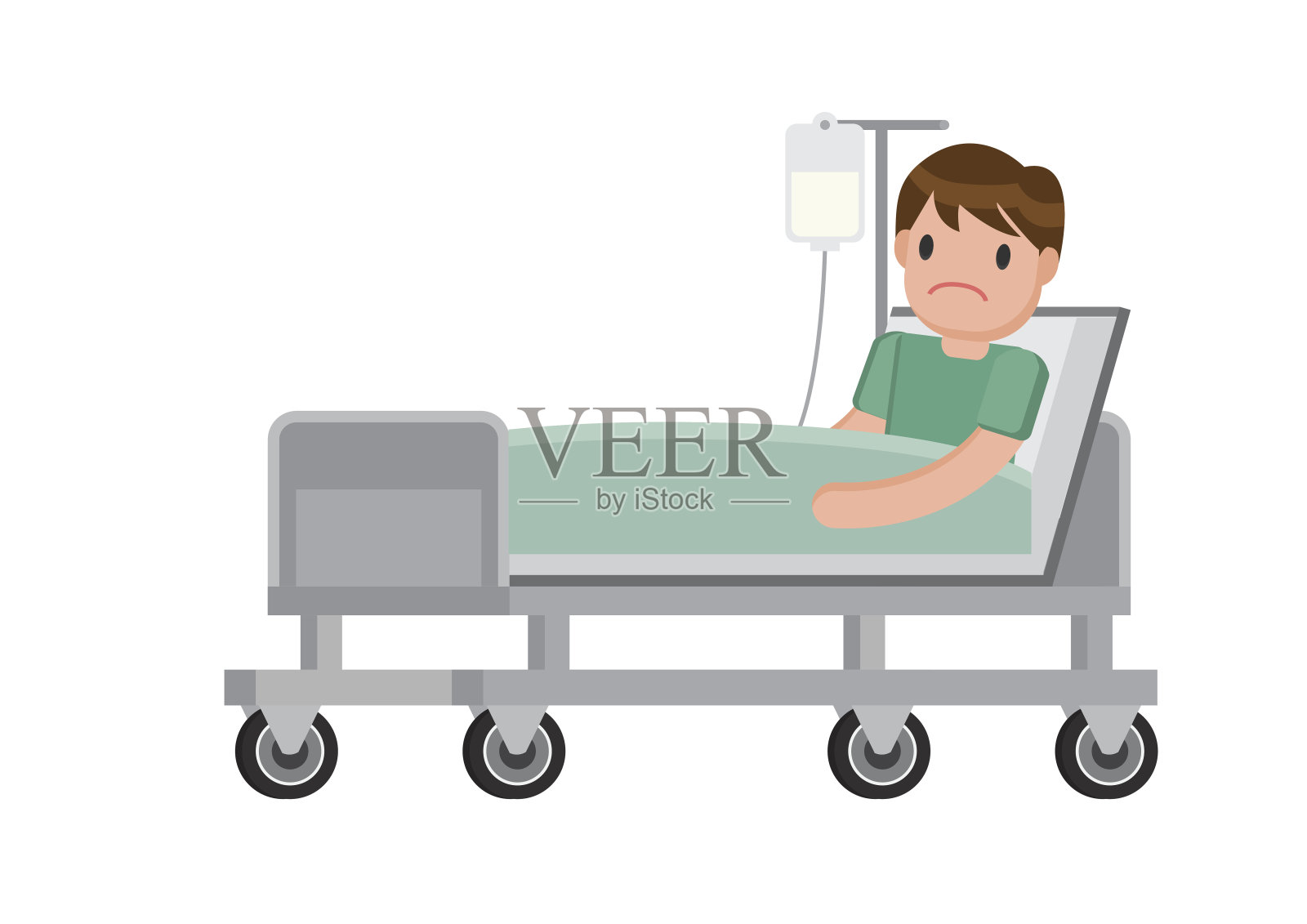 病人躺在医院的病床上。插画图片素材