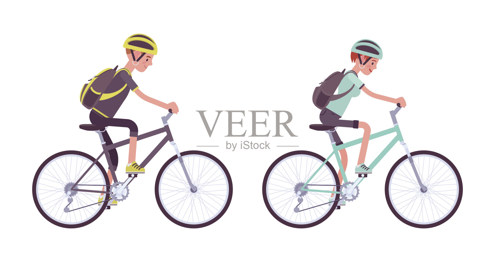 男人和女人骑着运动自行车设计元素图片
