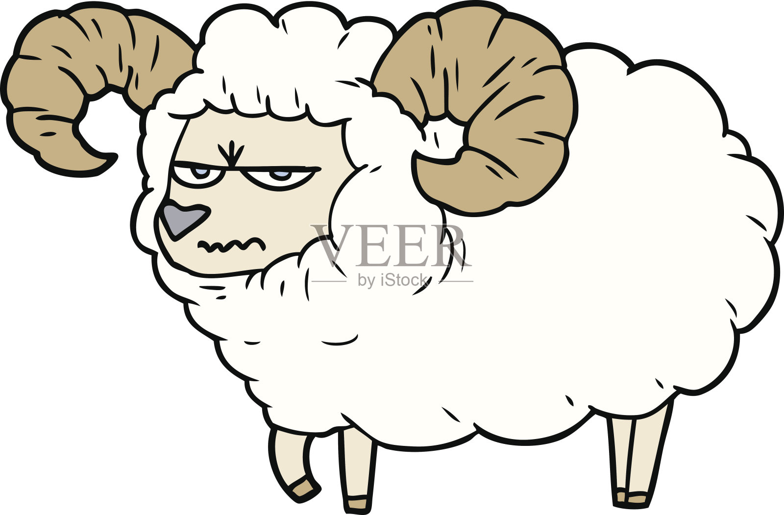 卡通愤怒的公羊设计元素图片