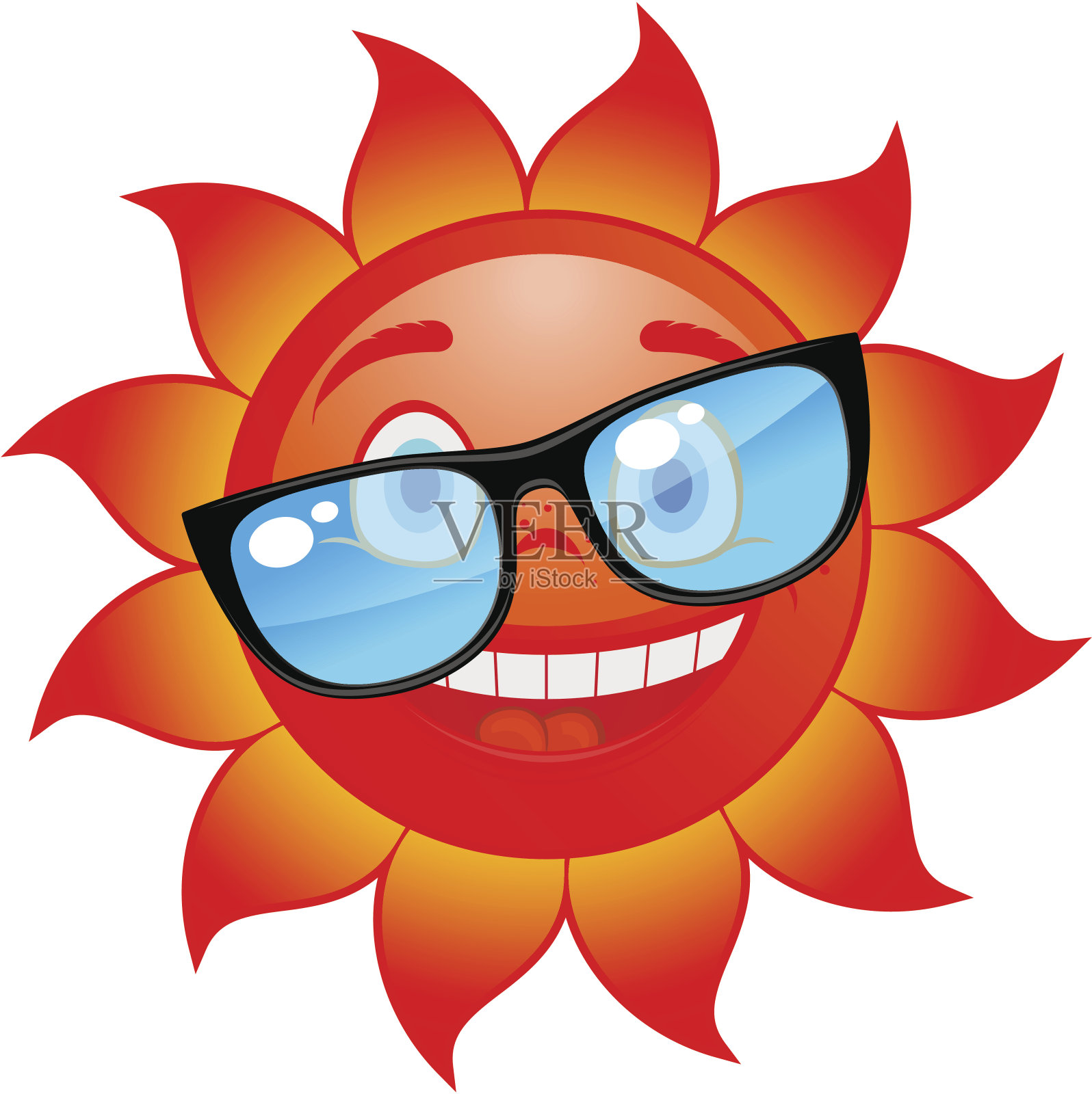 快乐的太阳戴着太阳镜设计元素图片