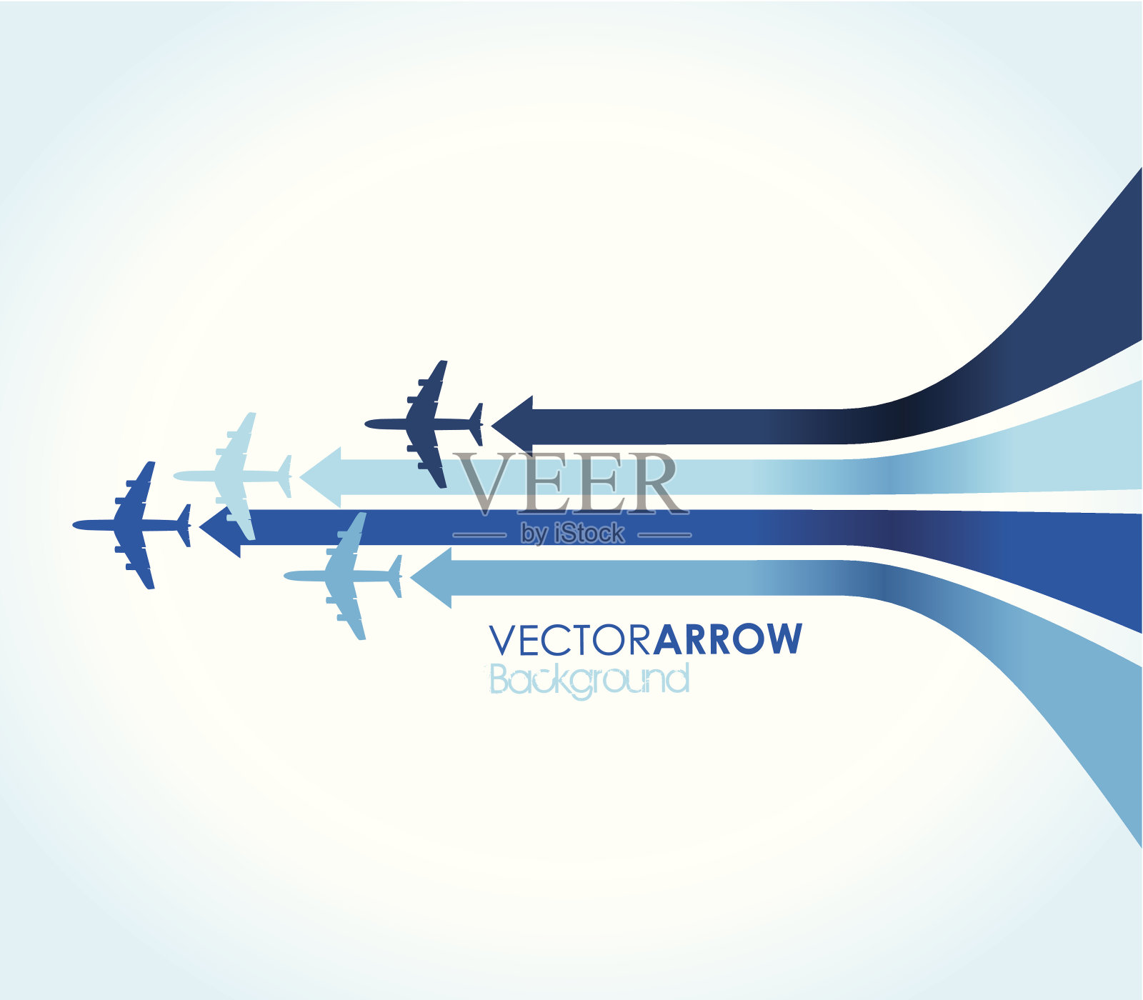 四个蓝色的飞机插画图片素材