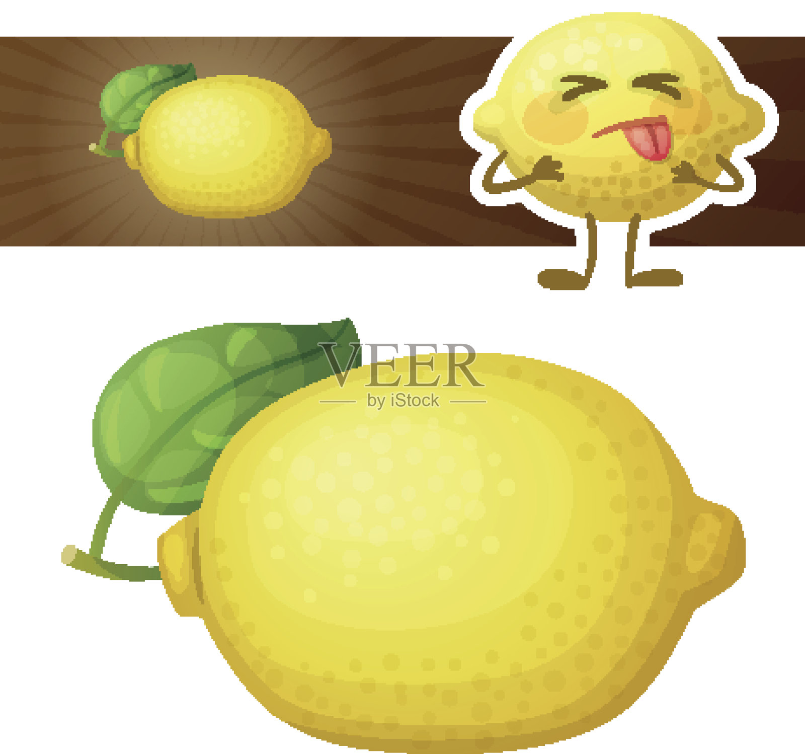 整个柠檬水果插图。卡通矢量图标孤立的白色背景。可爱的柠檬。系列食品、饮料和烹饪配料设计元素图片
