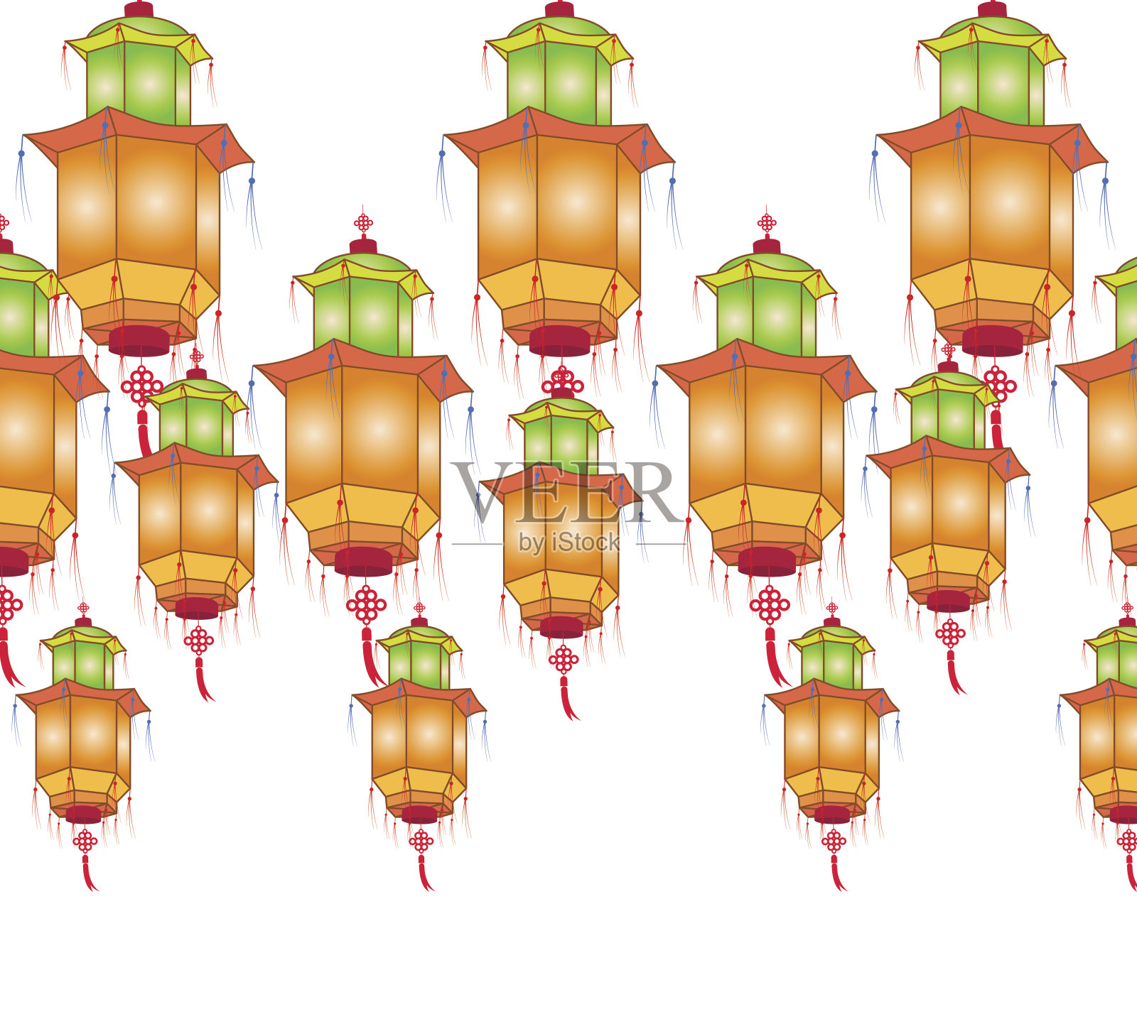 中国中秋节的纸灯笼在白色的背景上设计元素图片