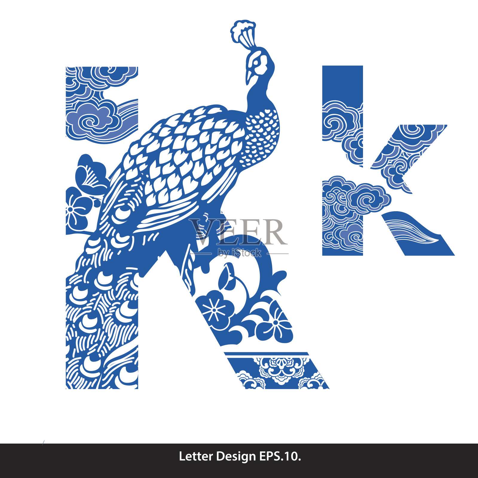 向量东方风格字母磁带k繁体中文插画图片素材