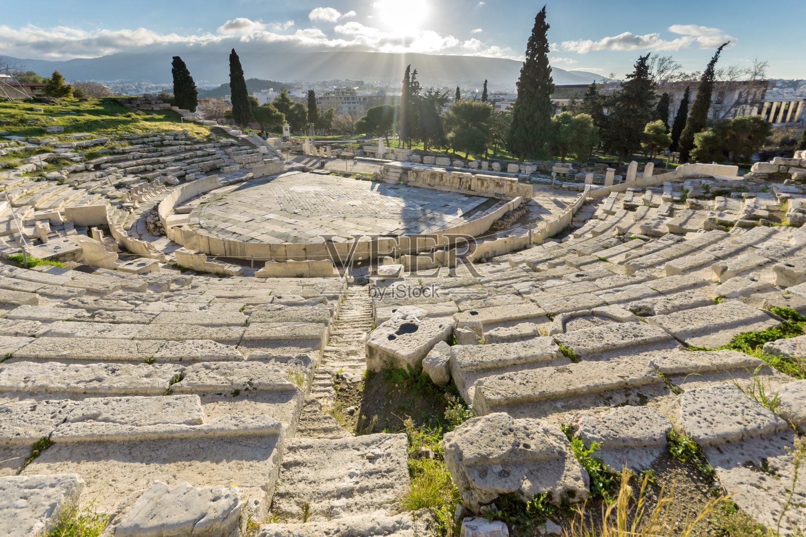希腊雅典卫城酒神剧场遗址照片摄影图片