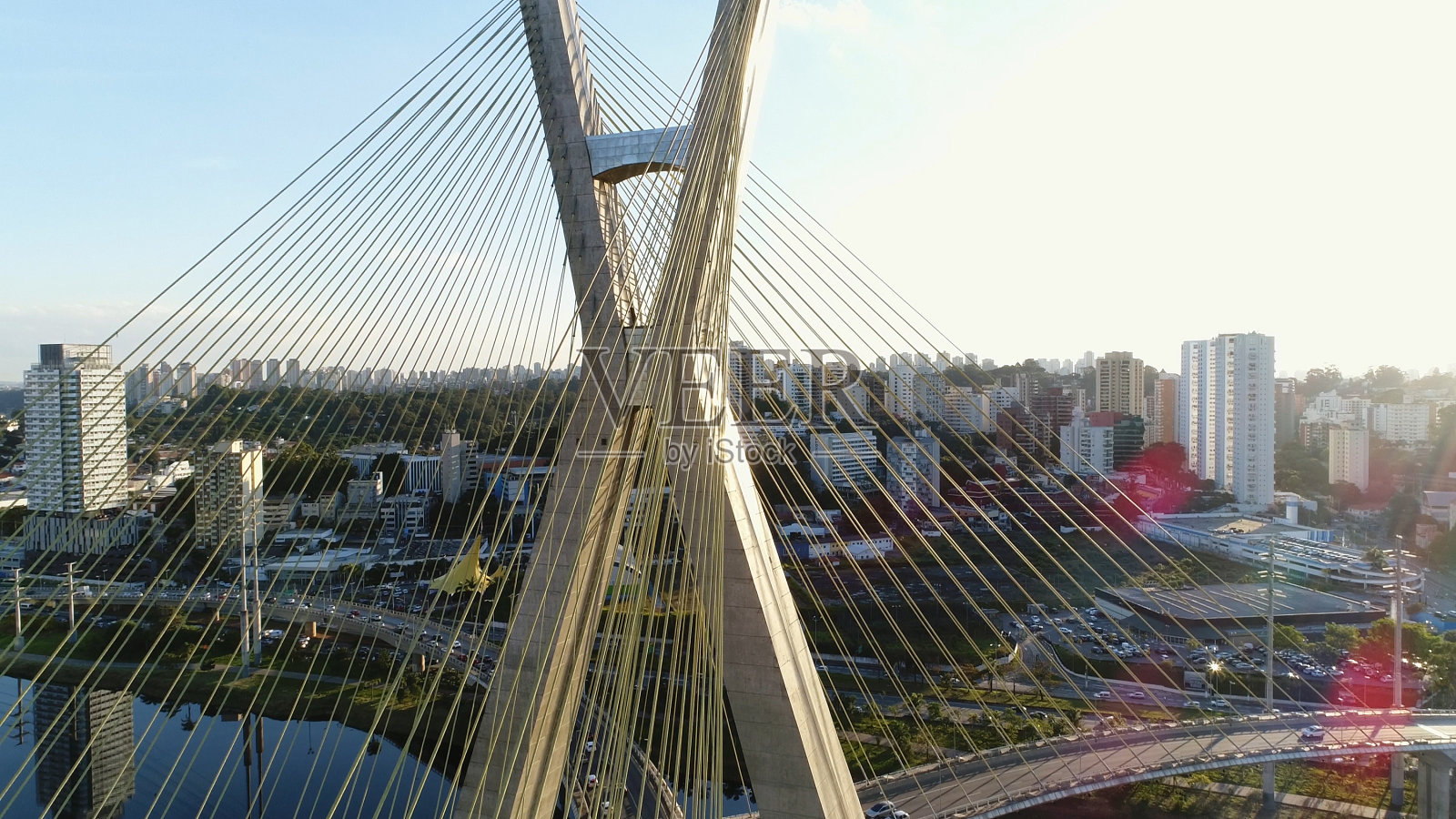 巴西圣保罗Estaiada桥鸟瞰图照片摄影图片