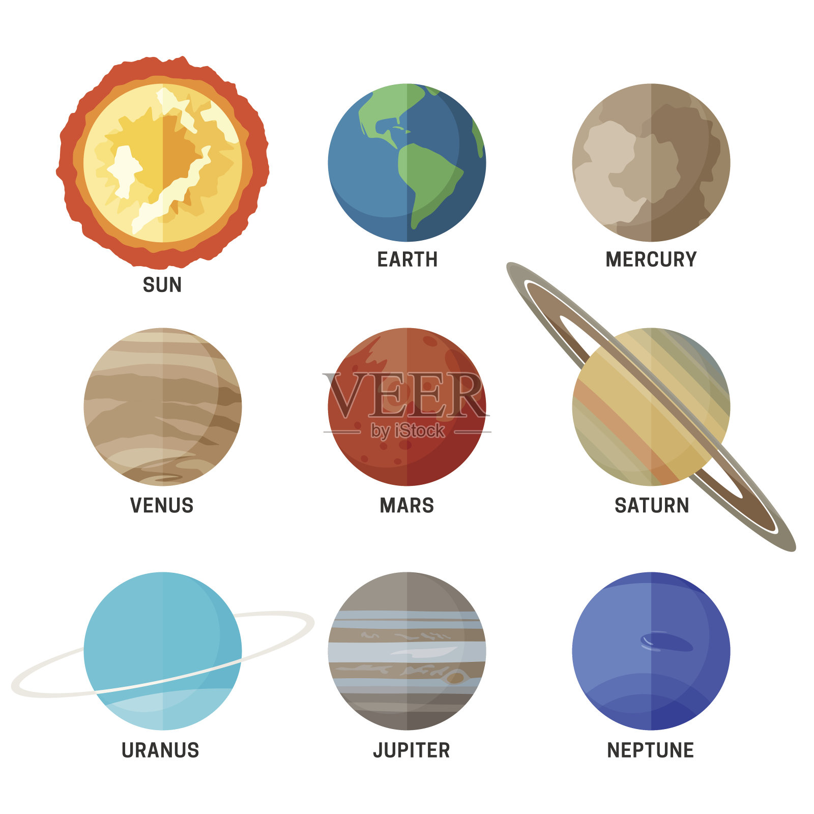 太阳系的行星设计元素图片