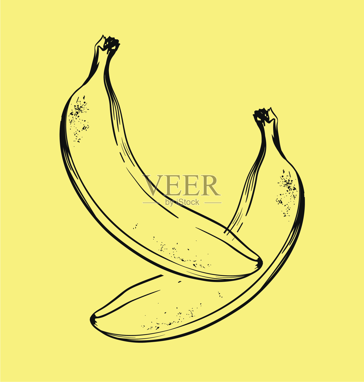 矢量手画香蕉。插画图片素材