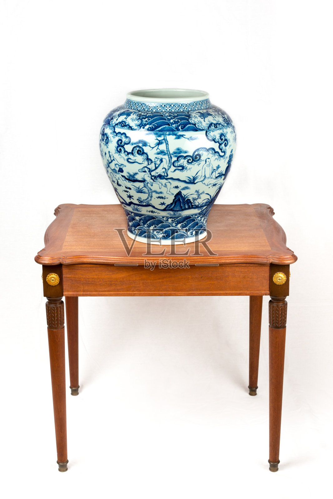 中国青花瓷缸的复制品照片摄影图片
