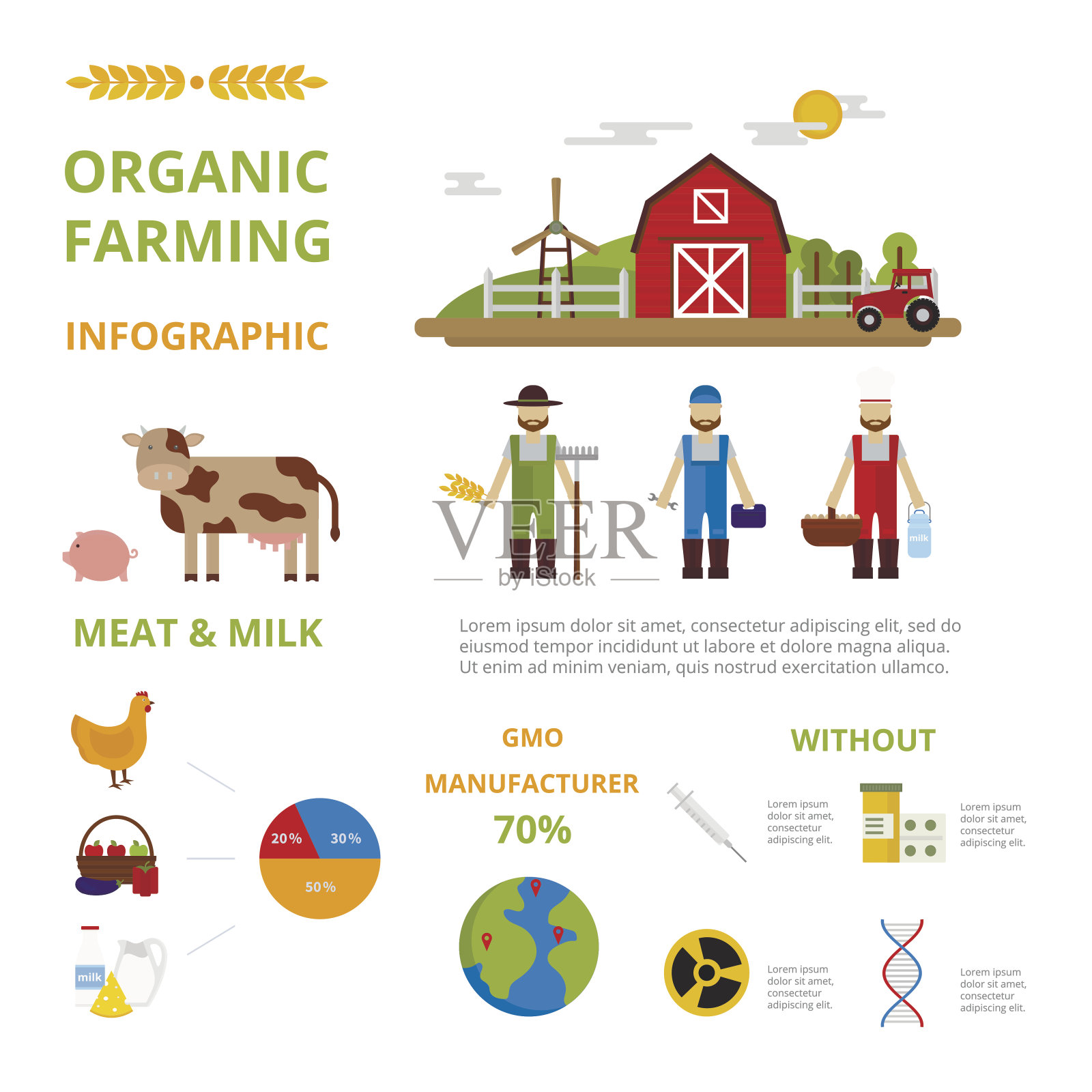 农业有机食品信息图元素概念向量插画图片素材