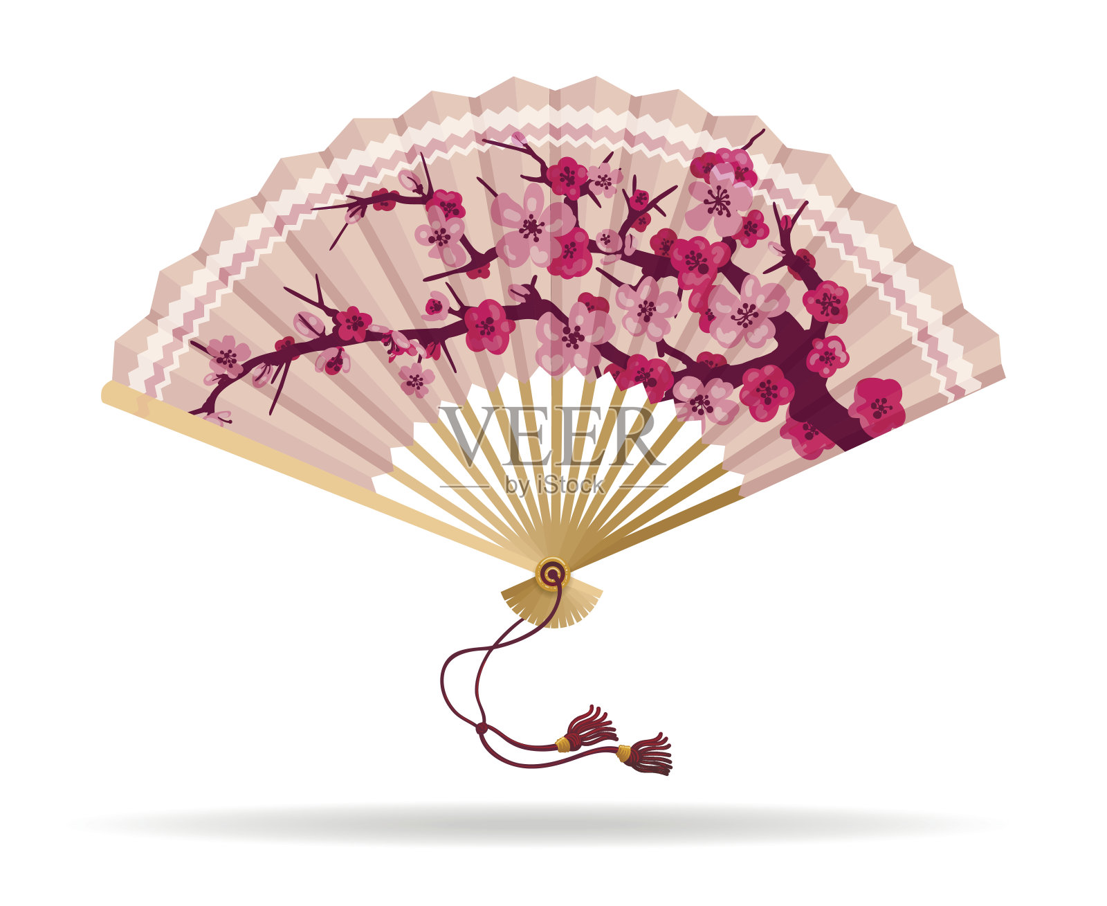 日本樱花折扇设计元素图片