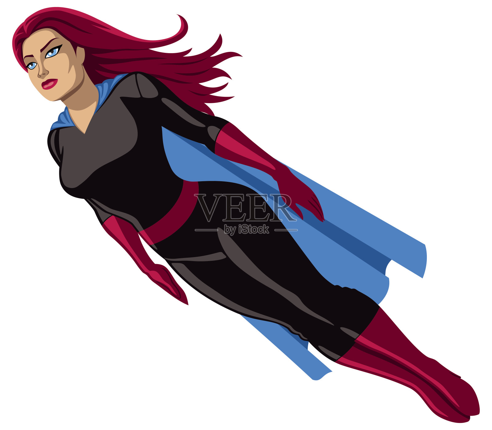 超级女英雄飞插画图片素材