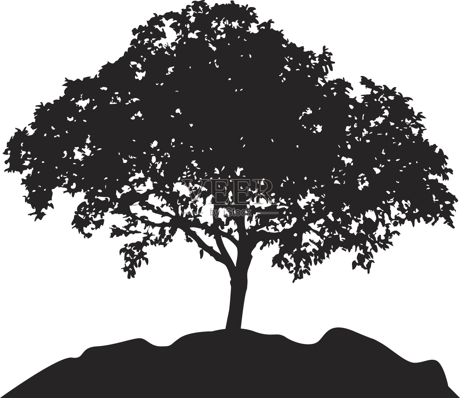 树在山的剪影向量设计元素图片
