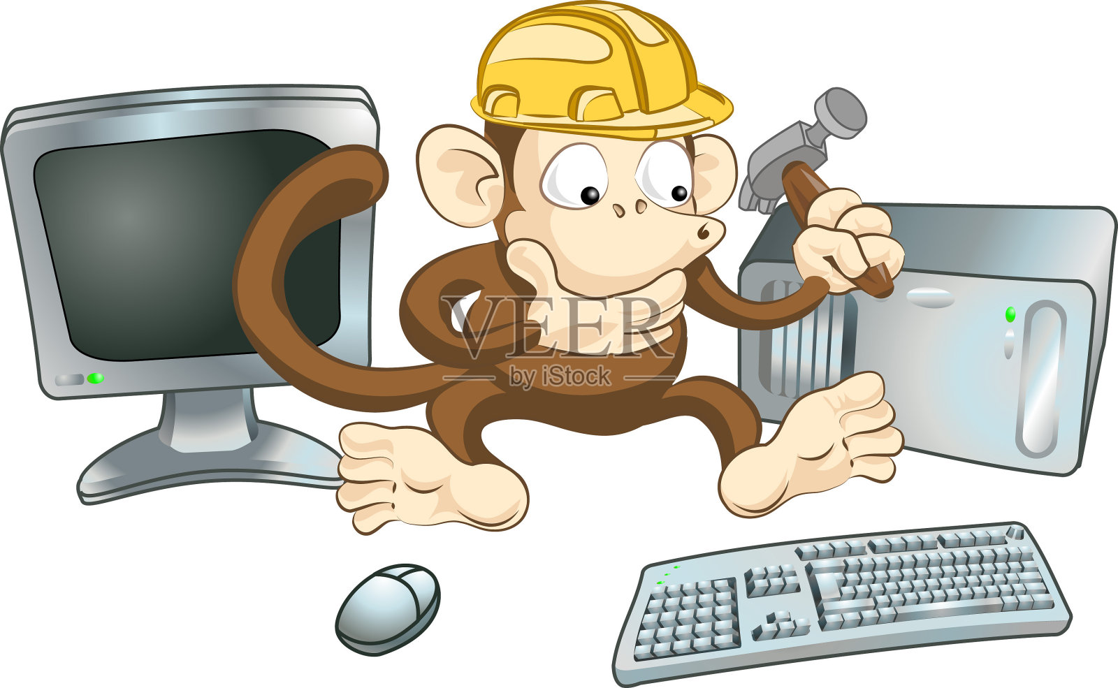 建设的猴子插画图片素材