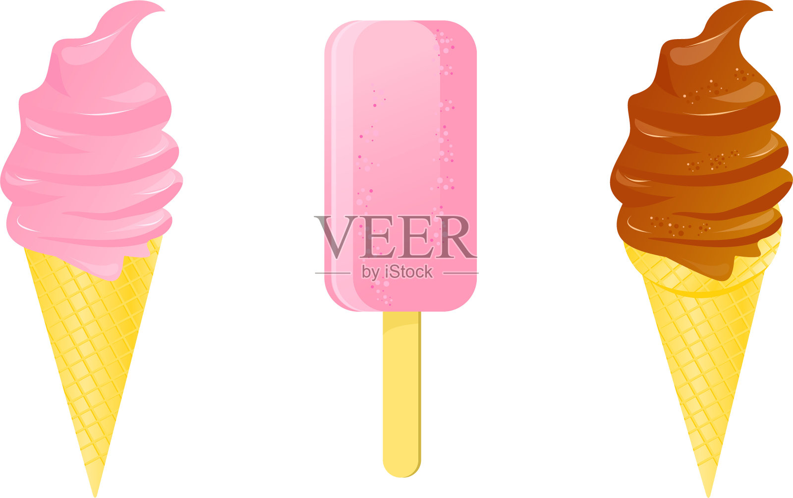 三个冰淇淋插画图片素材