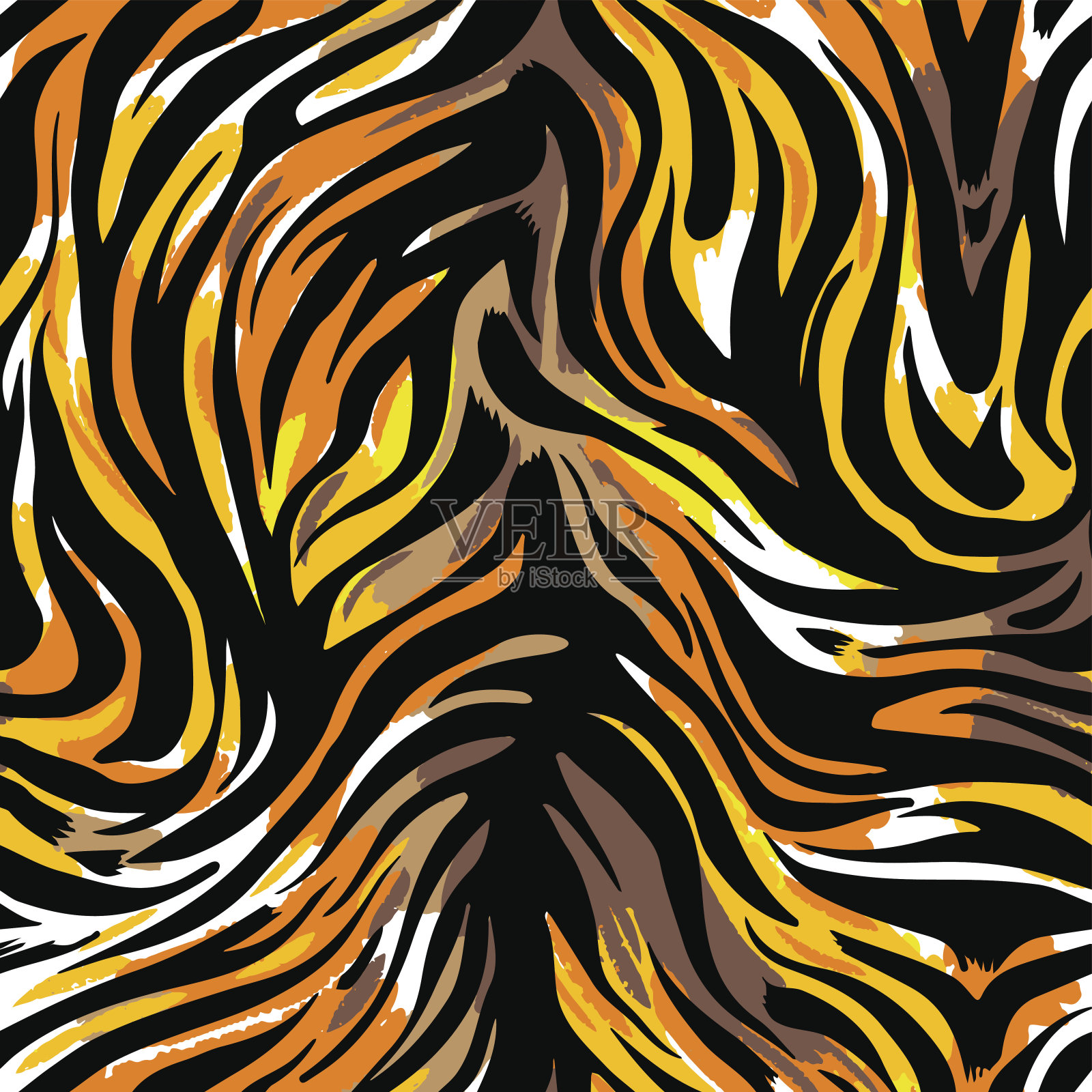 无缝抽象野生珍奇动物图案。豹、斑马、豹、虎纹图案。插画图片素材