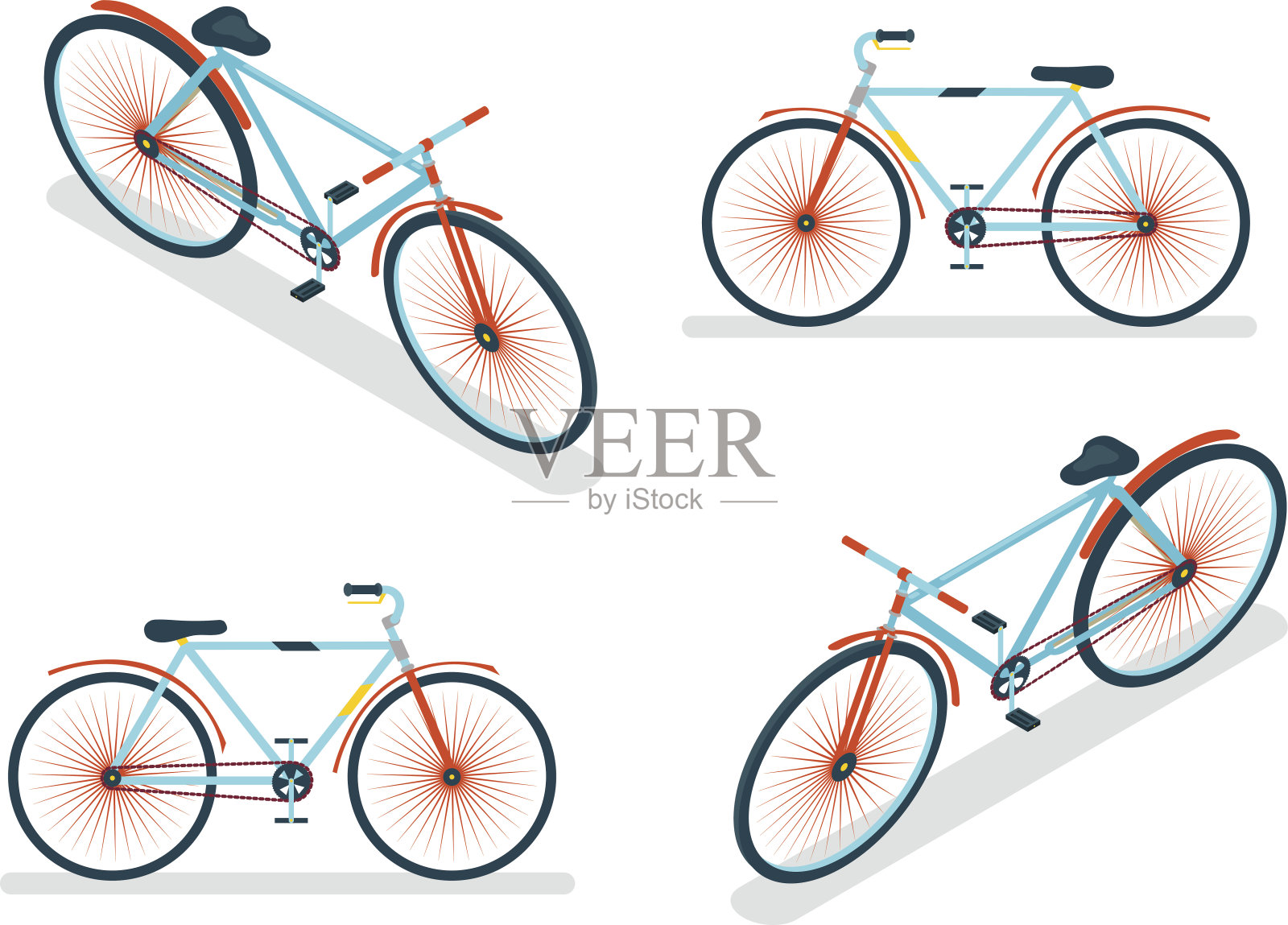 等距自行车图标3d符号平面设计模板矢量插图设计元素图片