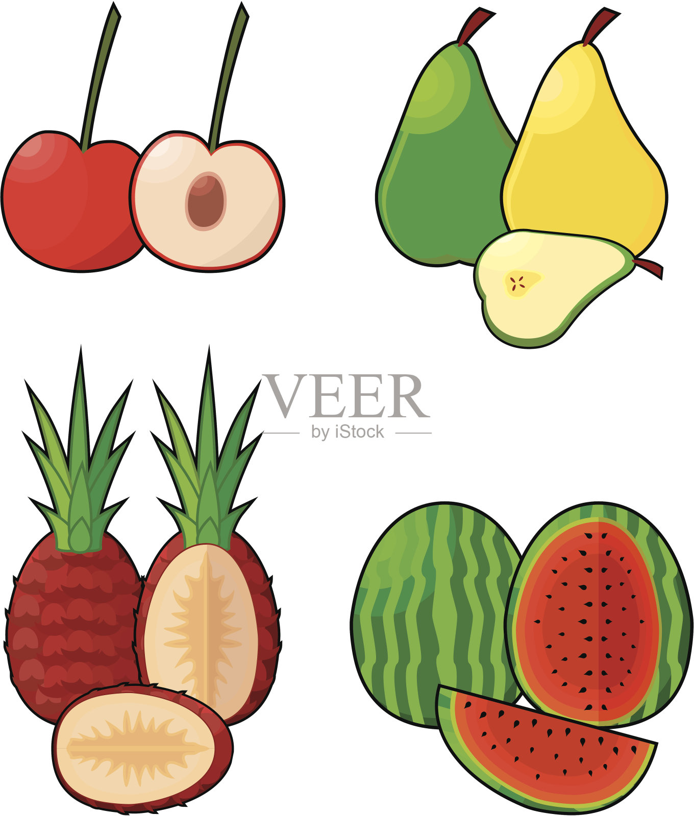 多汁的水果插画图片素材