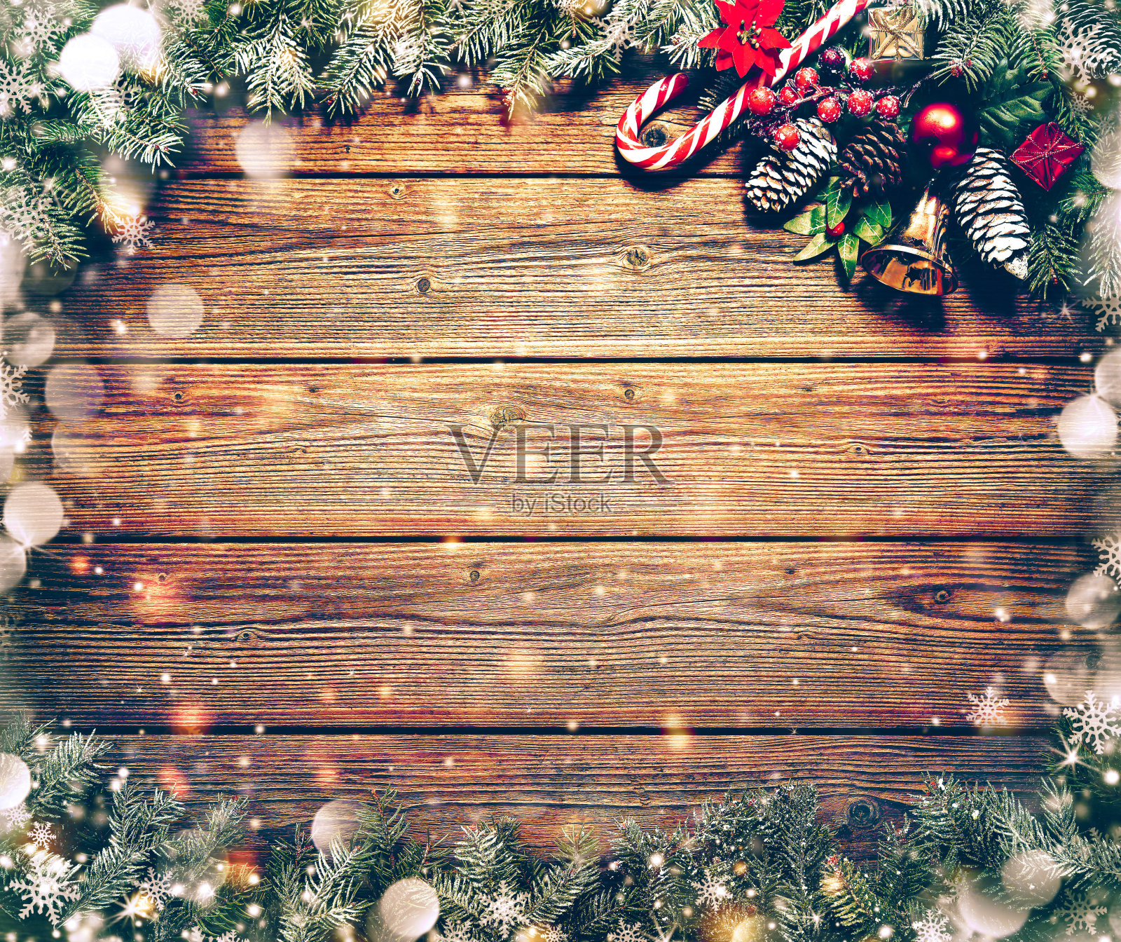 圣诞节背景用冷杉树和装饰插画图片素材