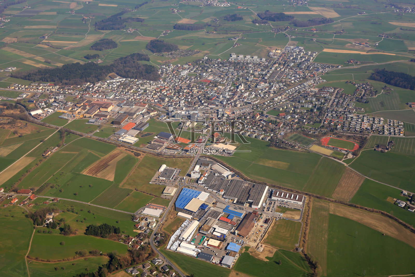 霍赫多夫附近卢塞恩卢塞恩瑞士城镇鸟瞰图摄影照片摄影图片