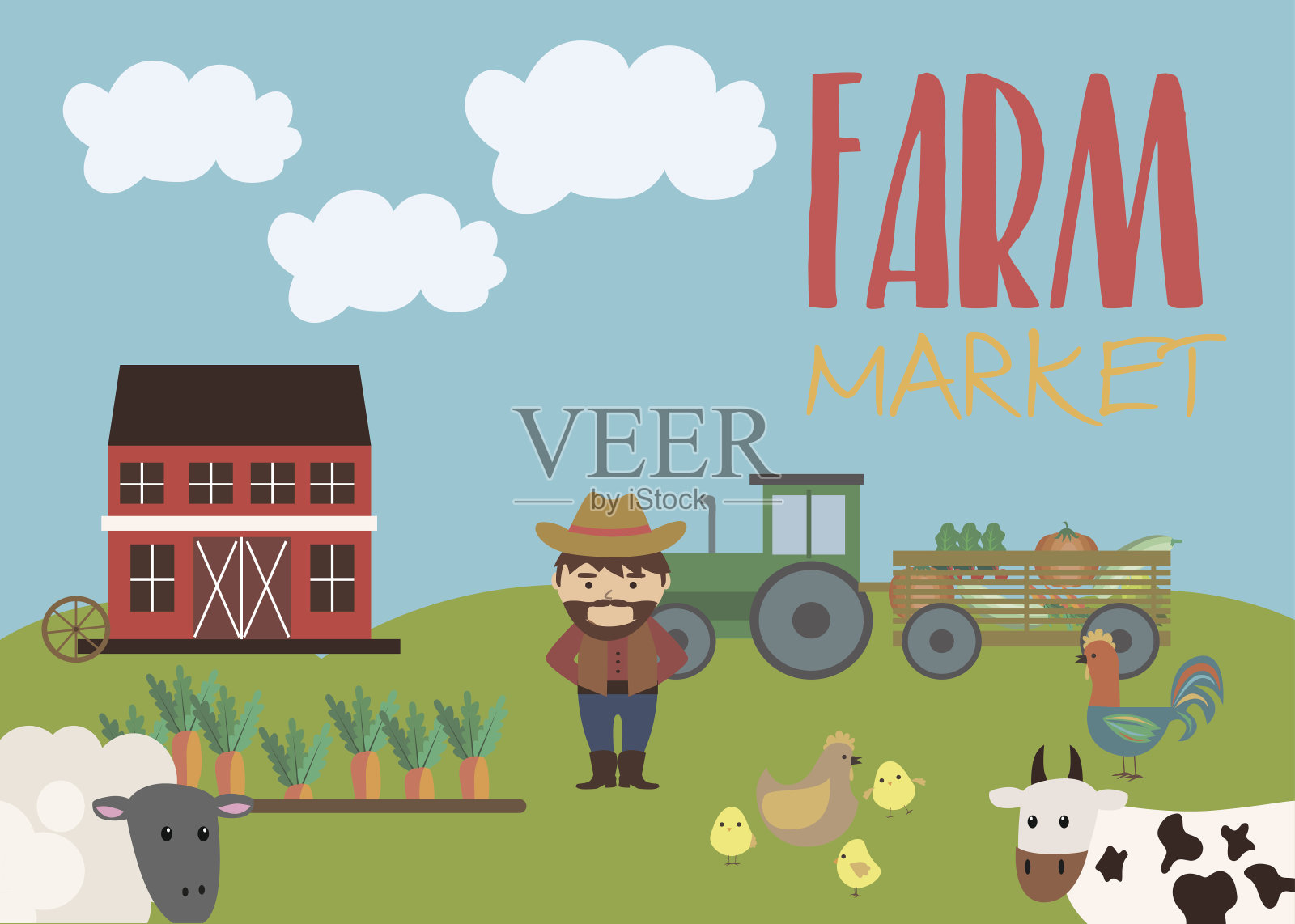 农场的风景卡片插画图片素材