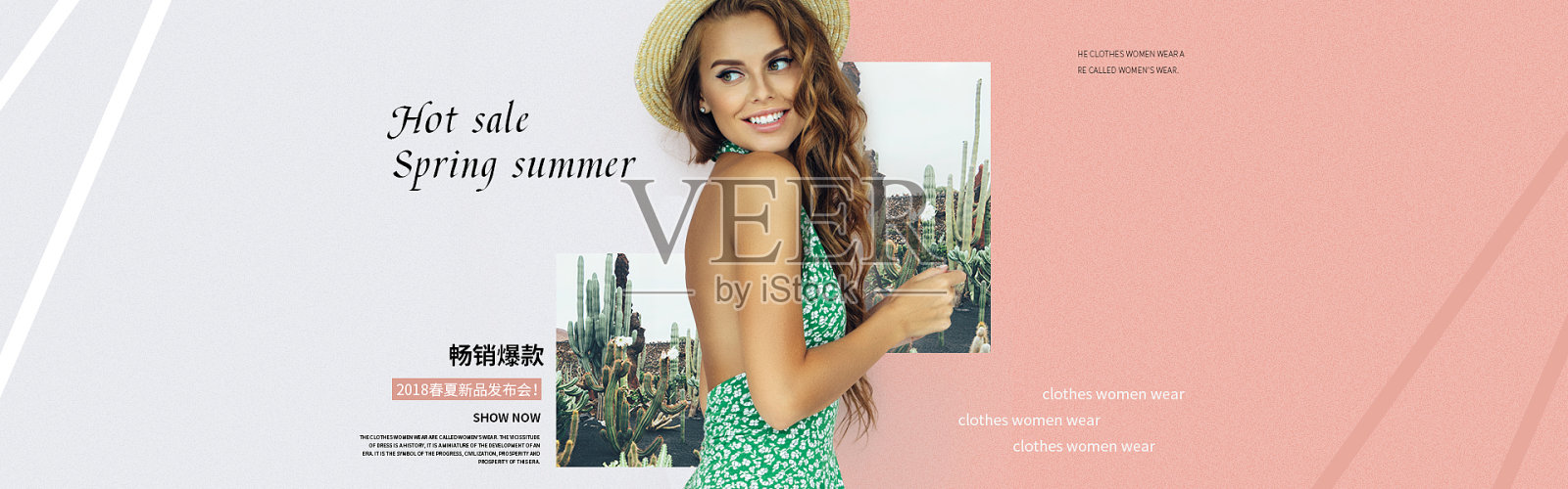 简约时尚风夏季女装海报设计模板素材