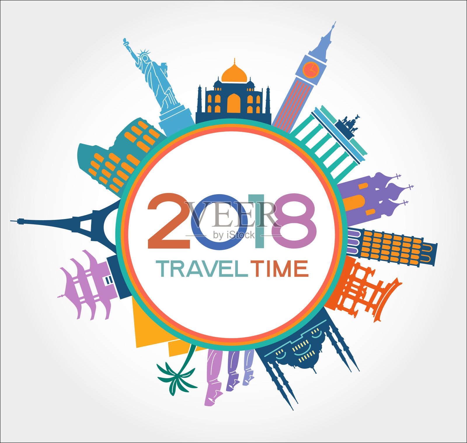 2018旅游与旅游背景插画图片素材