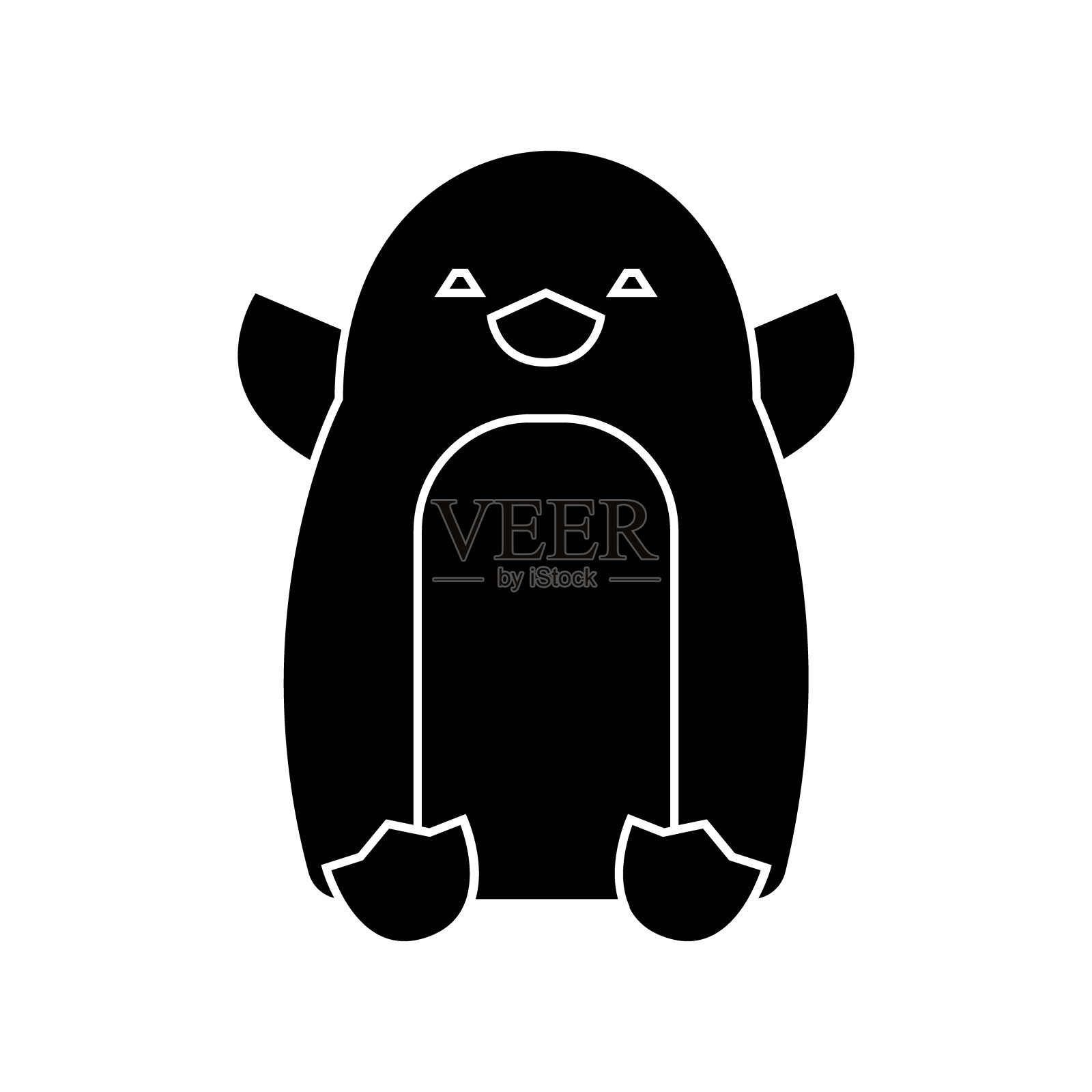 企鹅可爱的图标，矢量插图，黑色标志上孤立的背景图标素材