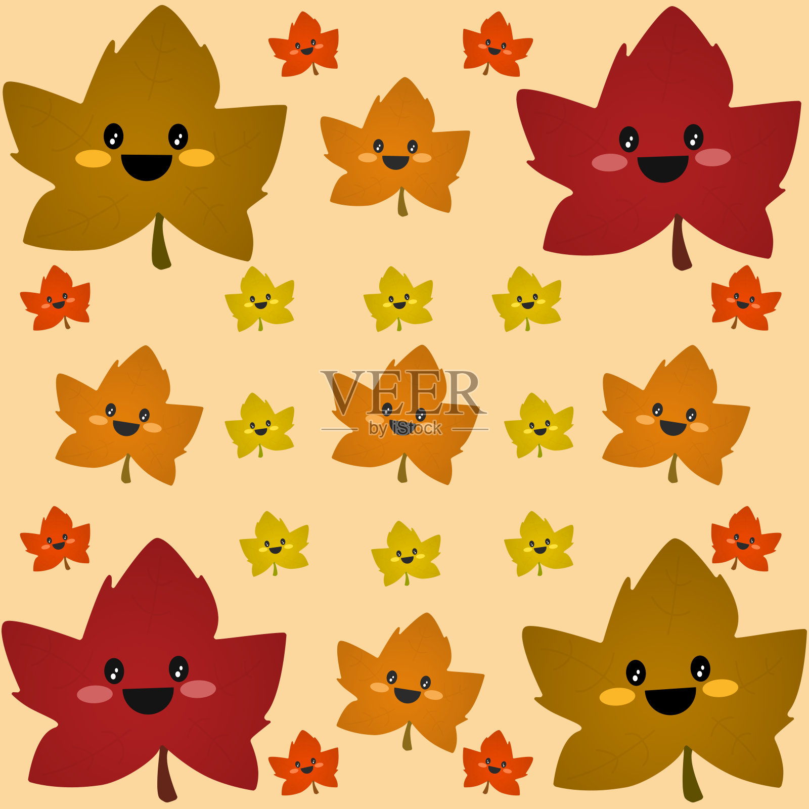 快乐的叶子秋天乱插画图片素材