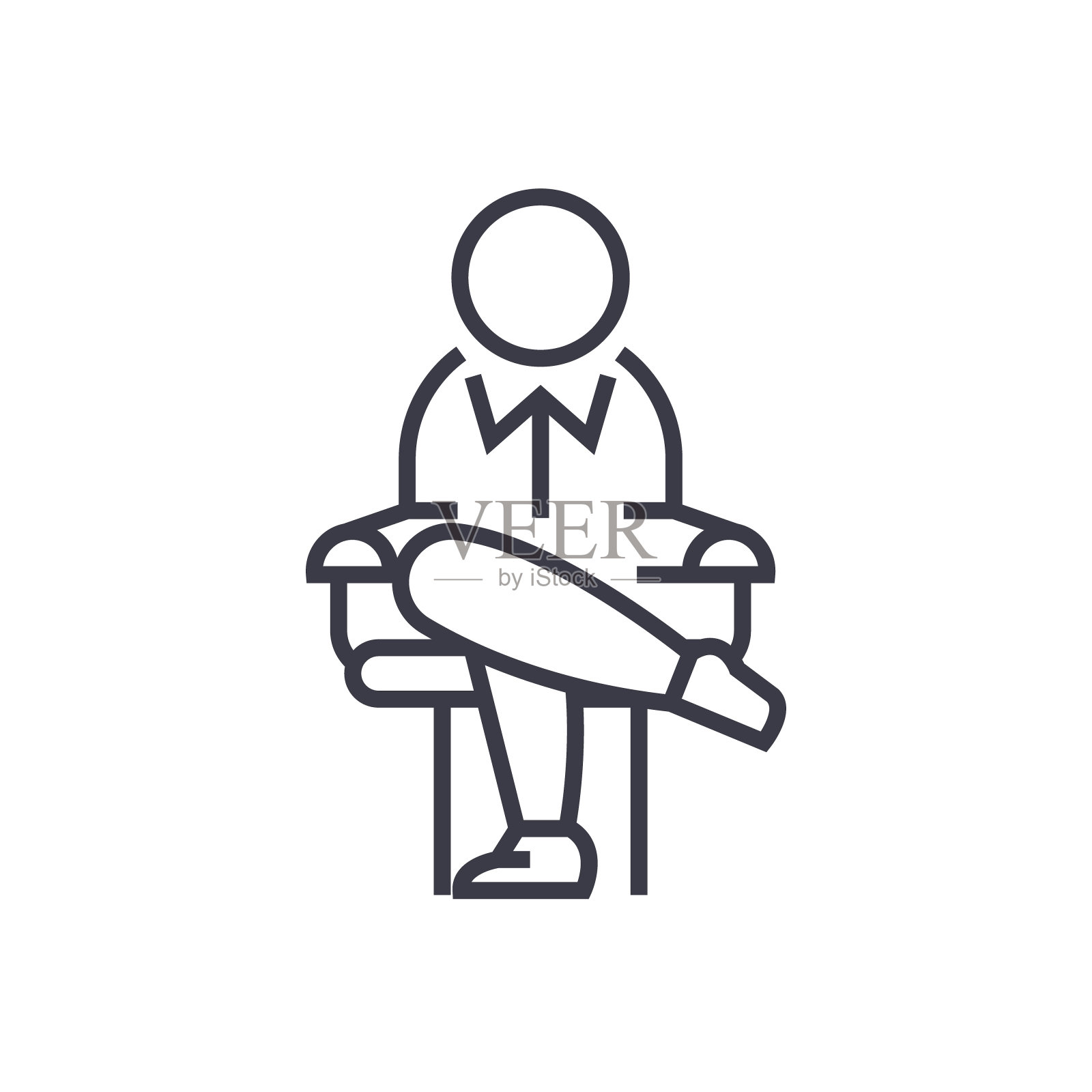 老板坐在椅子上的概念矢量细线图标，符号，标志，插图上孤立的背景图标素材