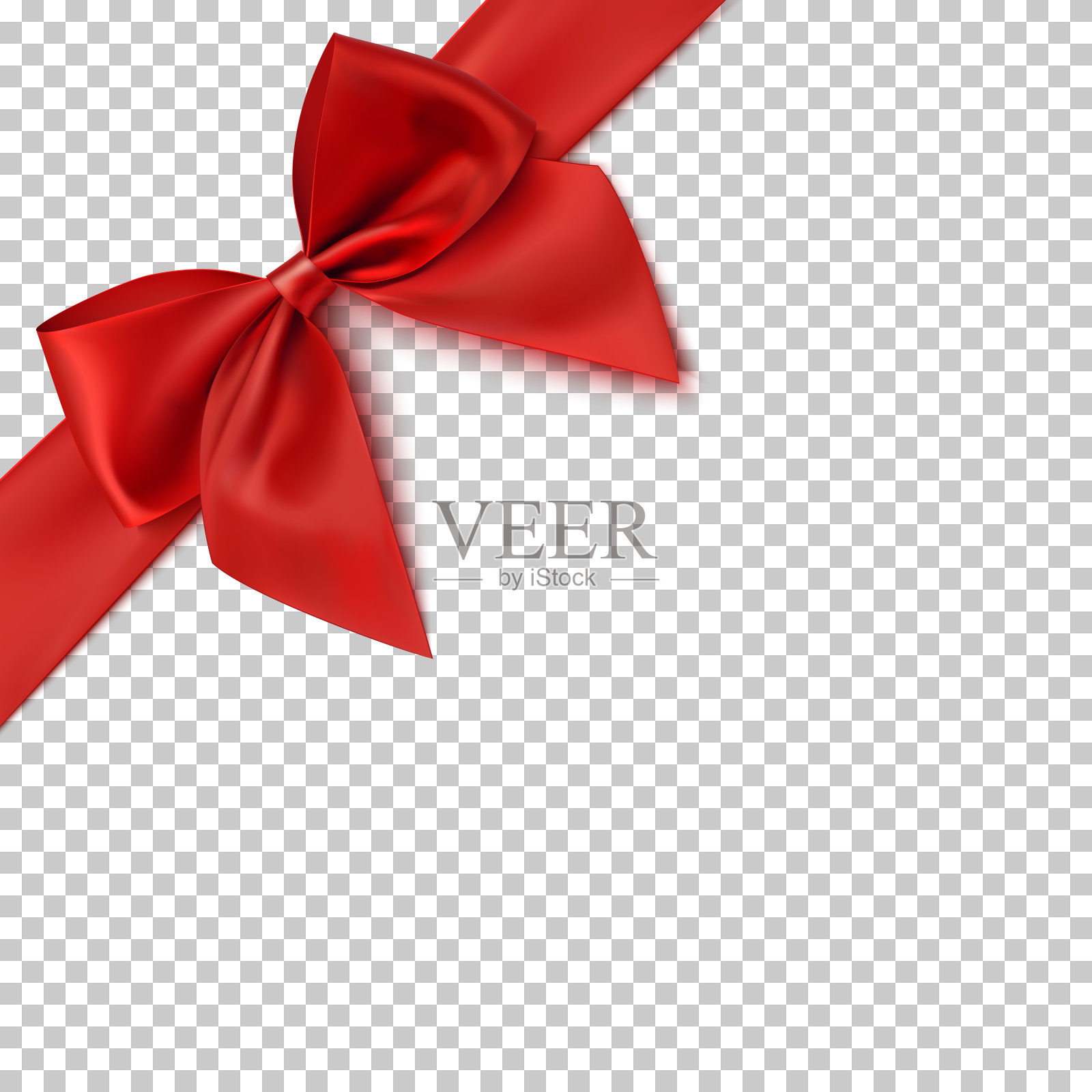 现实的红色蝴蝶结和丝带。设计元素图片