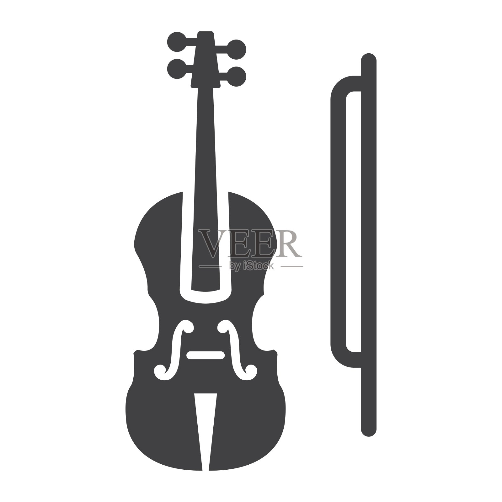小提琴符号图标，音乐和乐器，声音符号矢量图形，白色背景上的固体图案，eps 10。图标素材