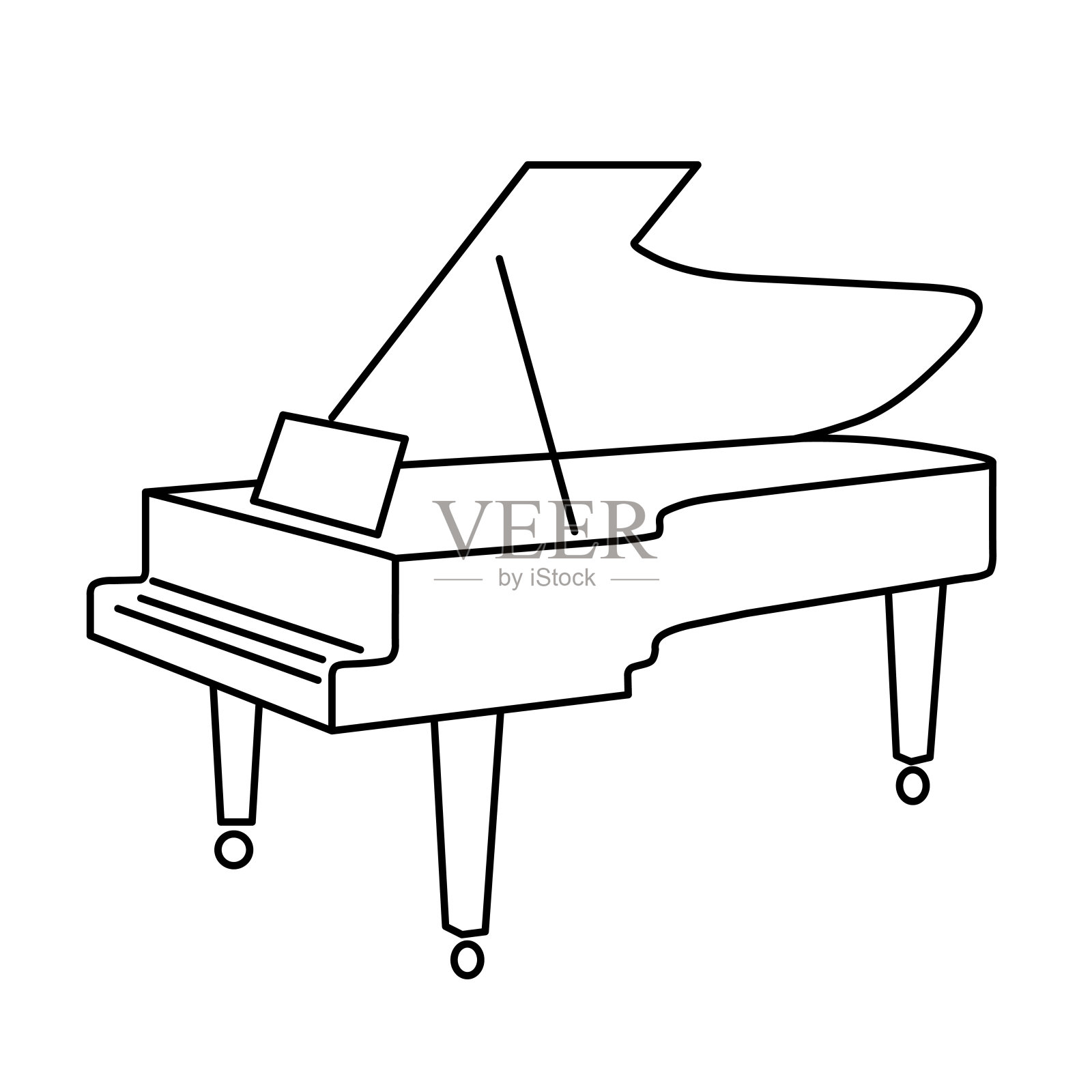 轮廓三角钢琴从黑色的线在白色的背景矢量插图设计元素图片