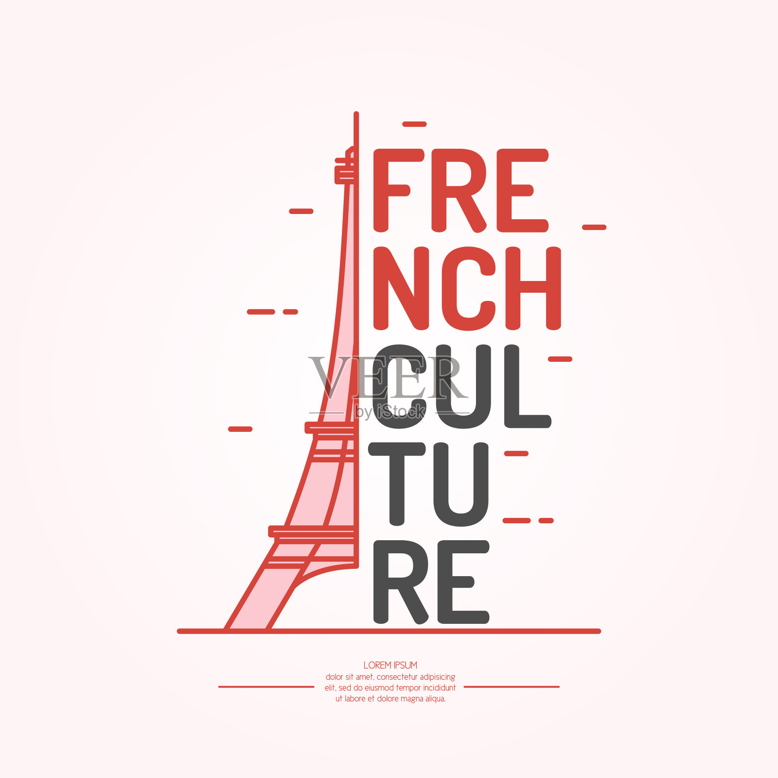 矢量海报的法国文化。国家利益对象的孤立图像插画图片素材