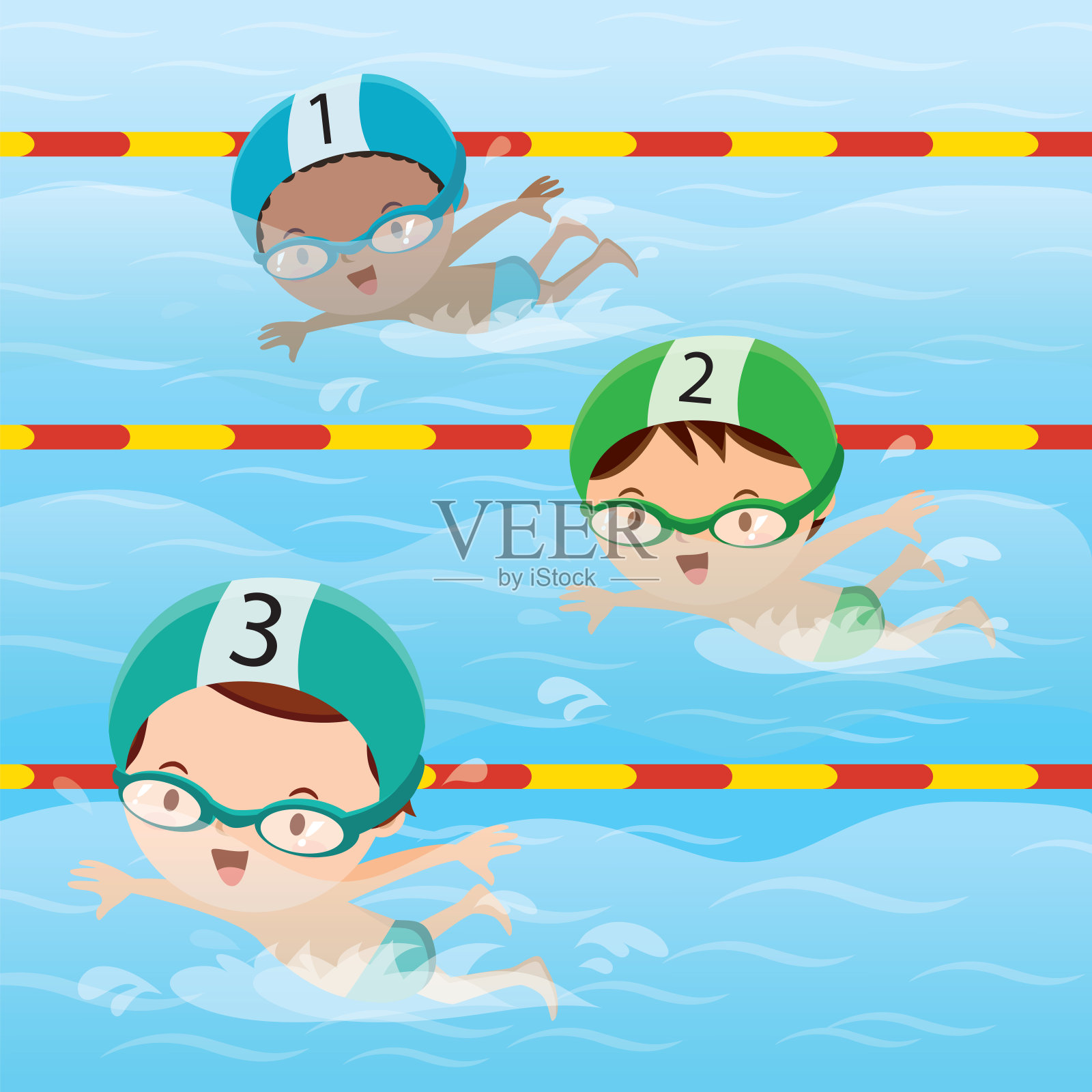 运动员在游泳池里游泳插画图片素材